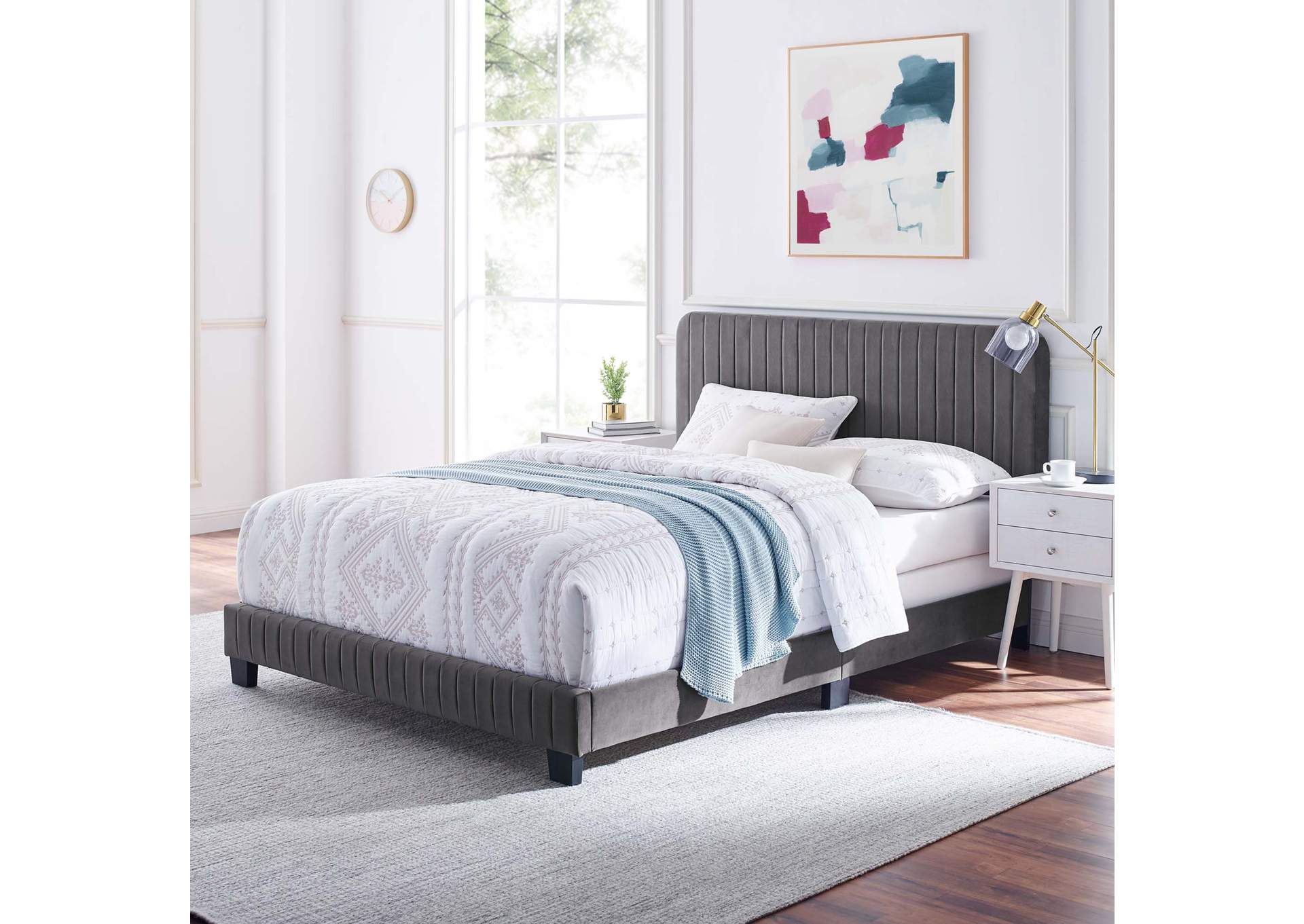 Celine Channel Tufted Performance Velvet King Bed,Modway