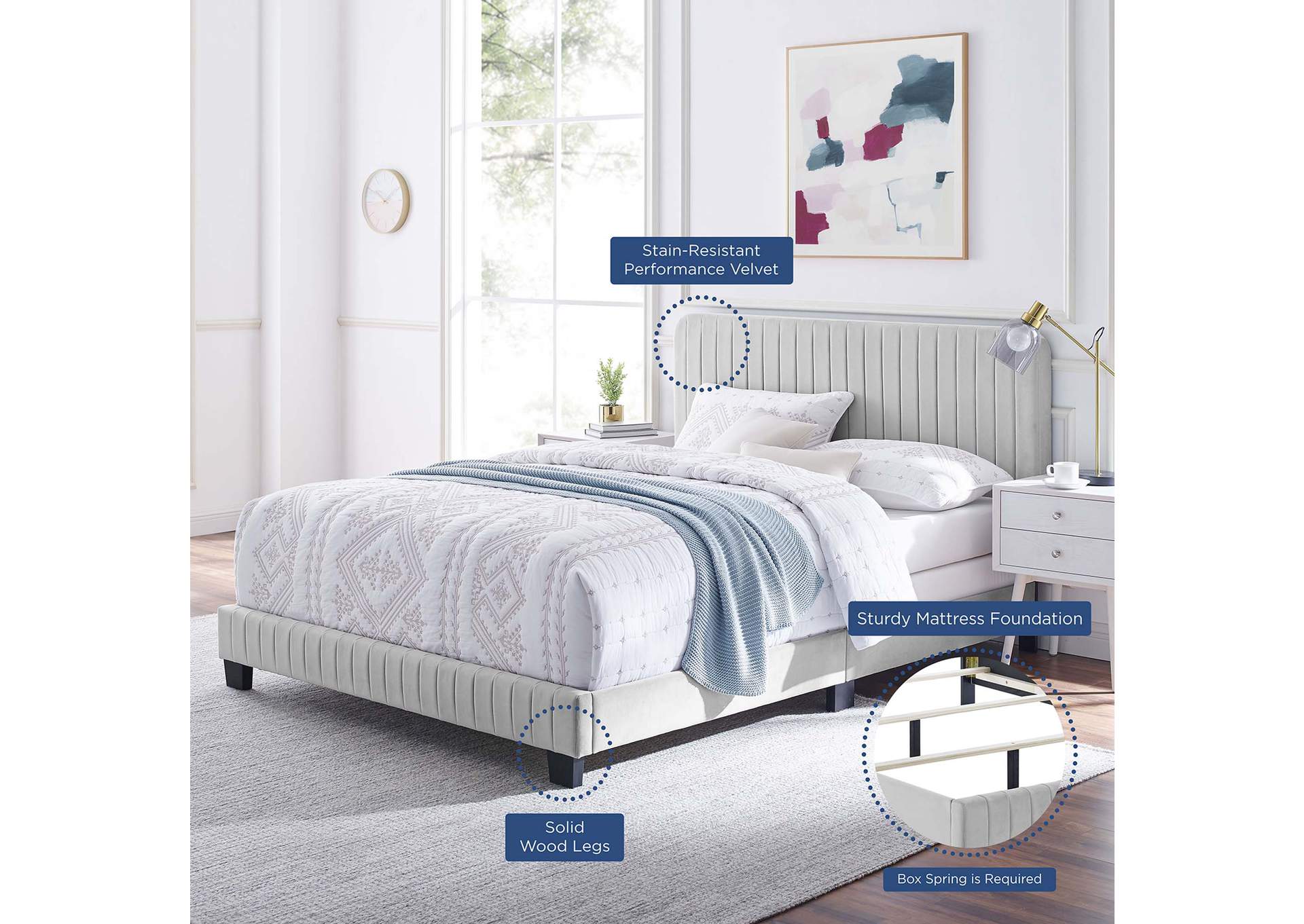 Celine Channel Tufted Performance Velvet King Bed,Modway