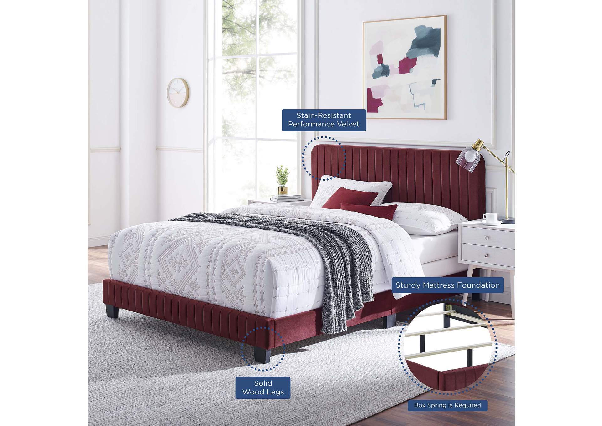 Celine Channel Tufted Performance Velvet King Bed,Modway