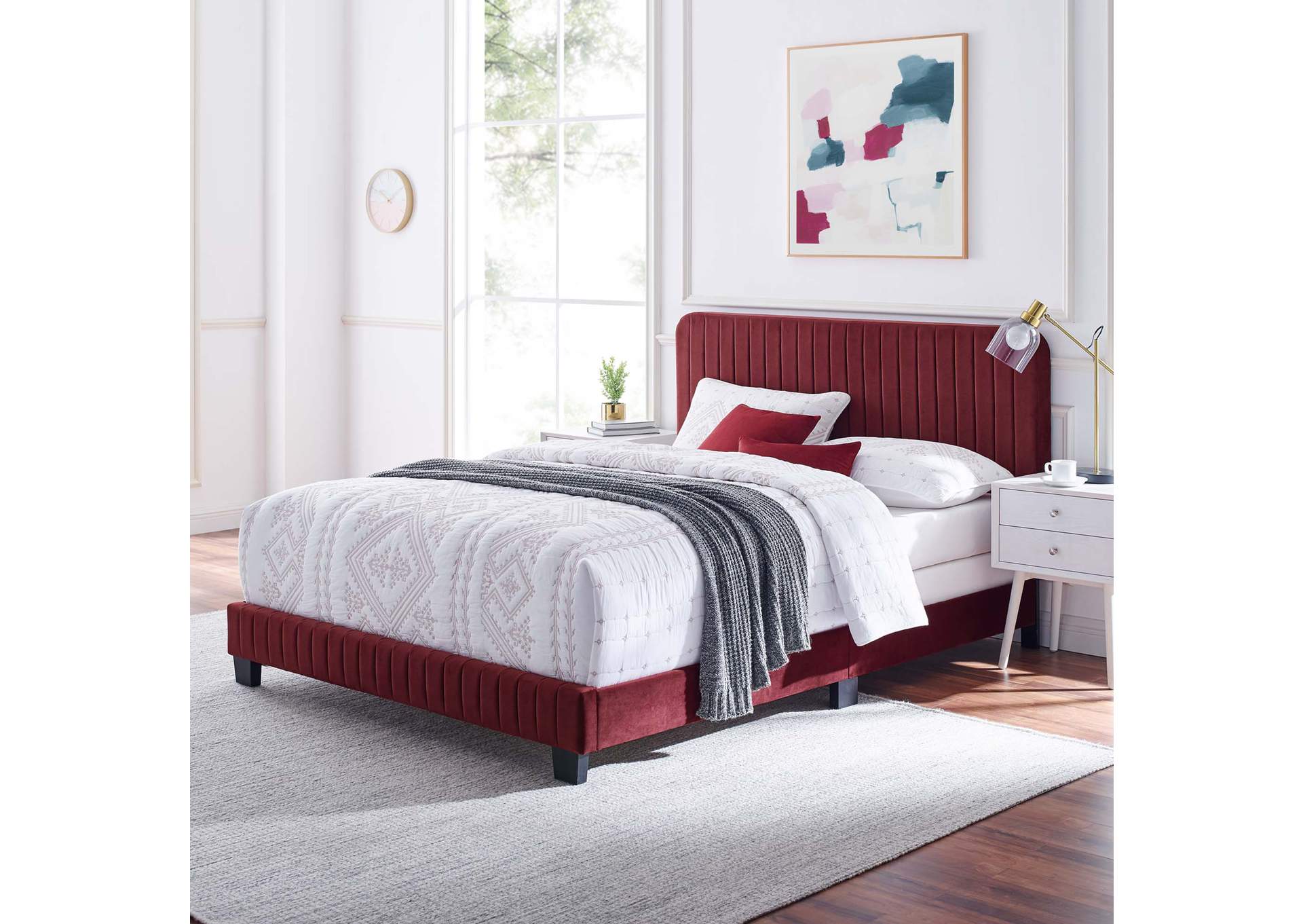 Celine Channel Tufted Performance Velvet King Bed,Modway