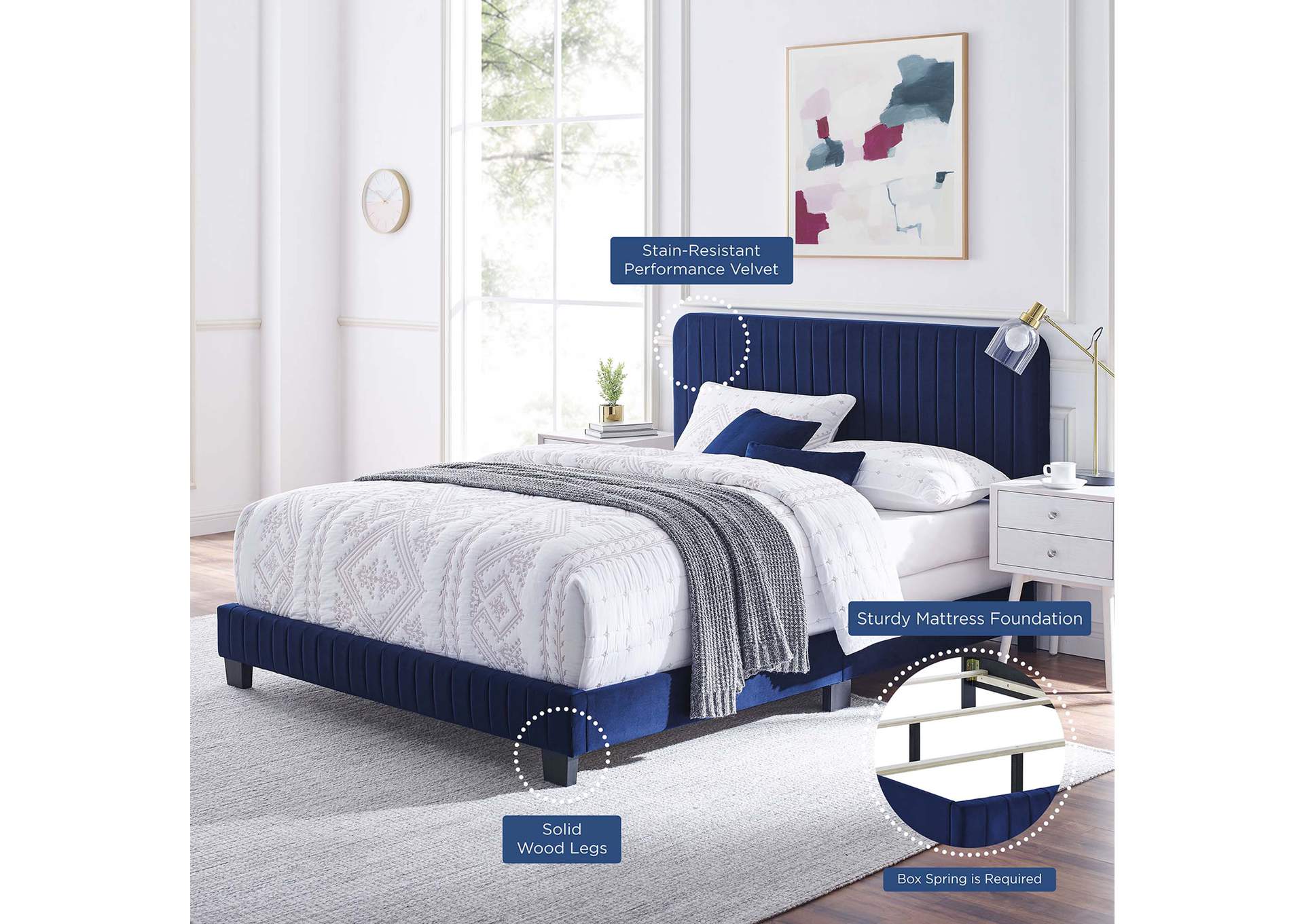 Celine Channel Tufted Performance Velvet King Bed,Modway