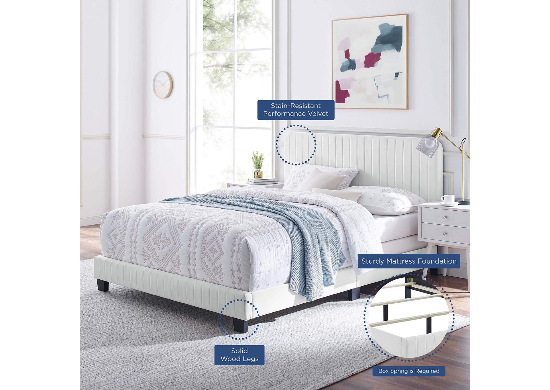 Celine Channel Tufted Performance Velvet King Bed,Modway