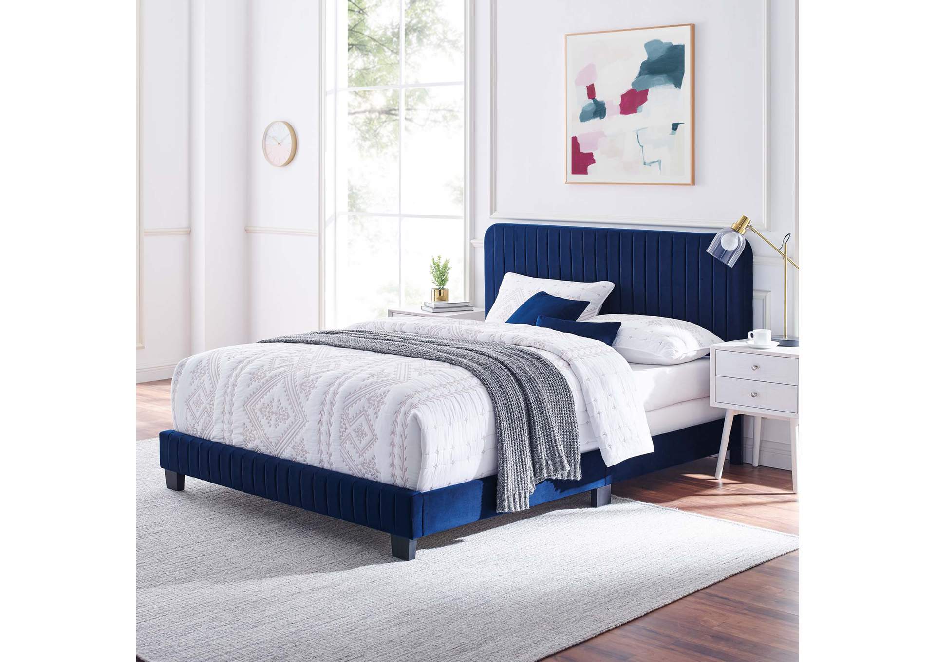 Celine Channel Tufted Performance Velvet Queen Bed,Modway