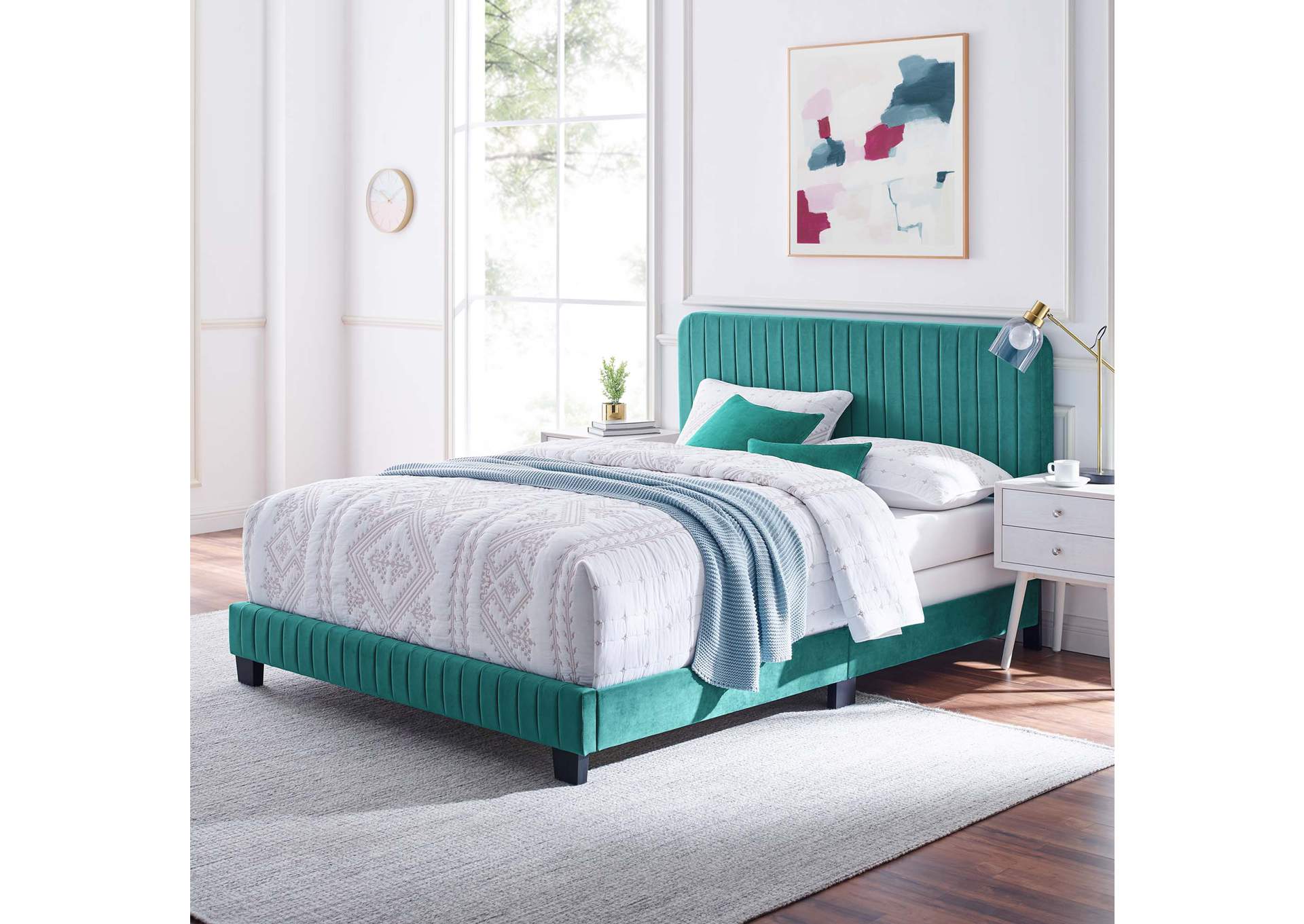 Celine Channel Tufted Performance Velvet Queen Bed,Modway