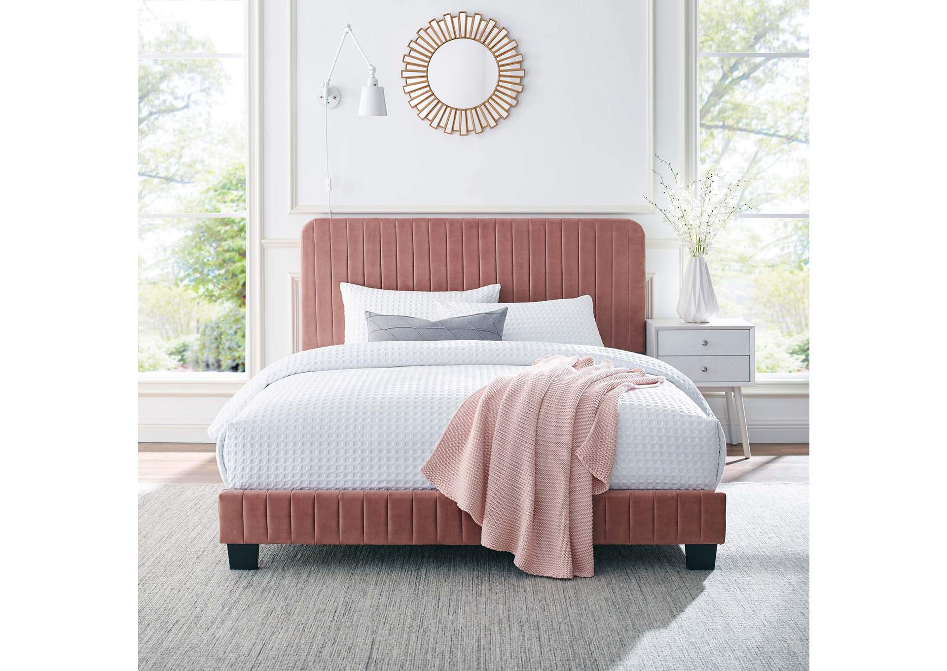 Celine Channel Tufted Performance Velvet King Platform Bed,Modway