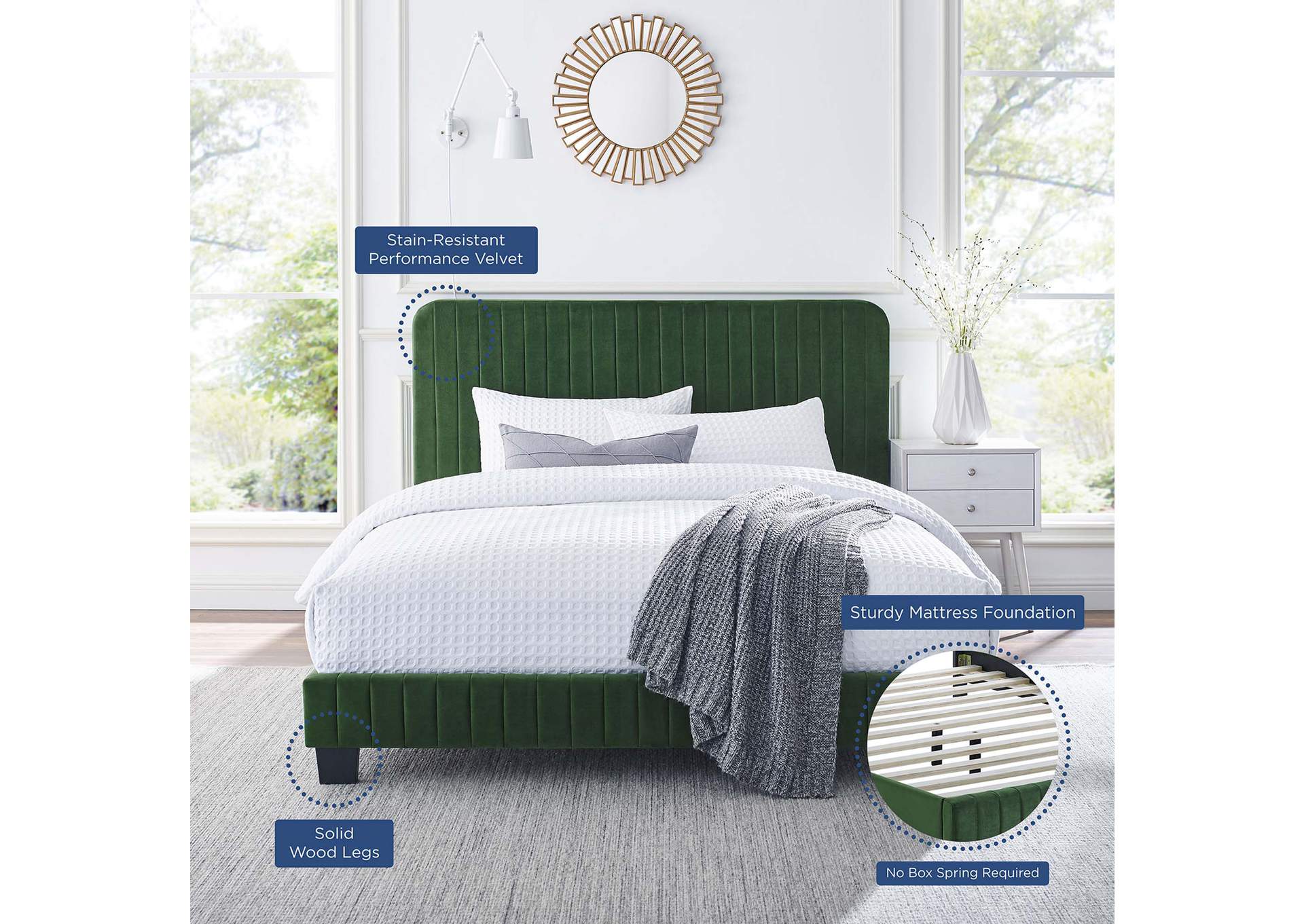 Celine Channel Tufted Performance Velvet King Platform Bed,Modway