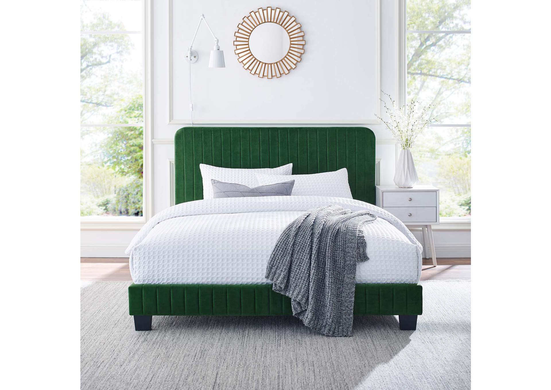 Celine Channel Tufted Performance Velvet King Platform Bed,Modway