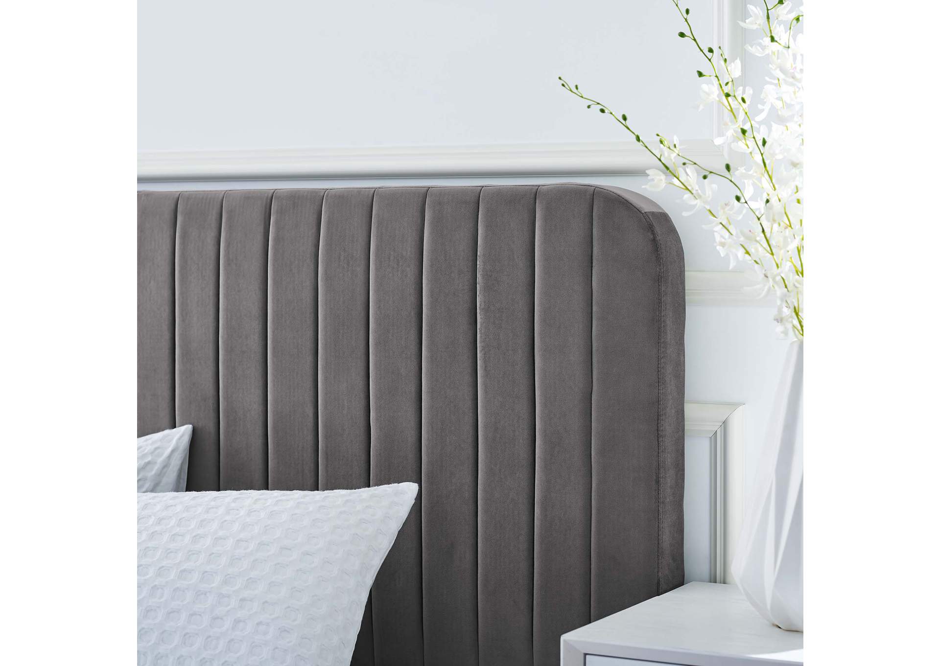 Celine Channel Tufted Performance Velvet King Platform Bed,Modway