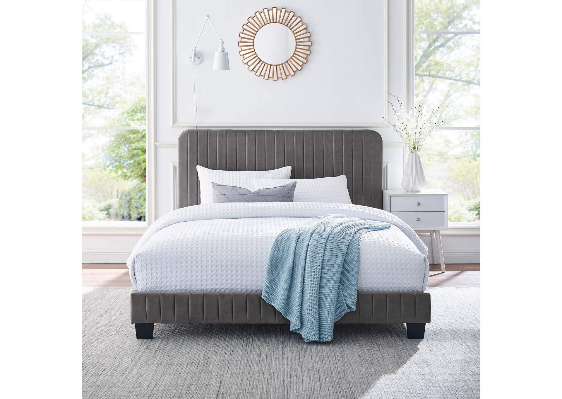 Celine Channel Tufted Performance Velvet King Platform Bed,Modway