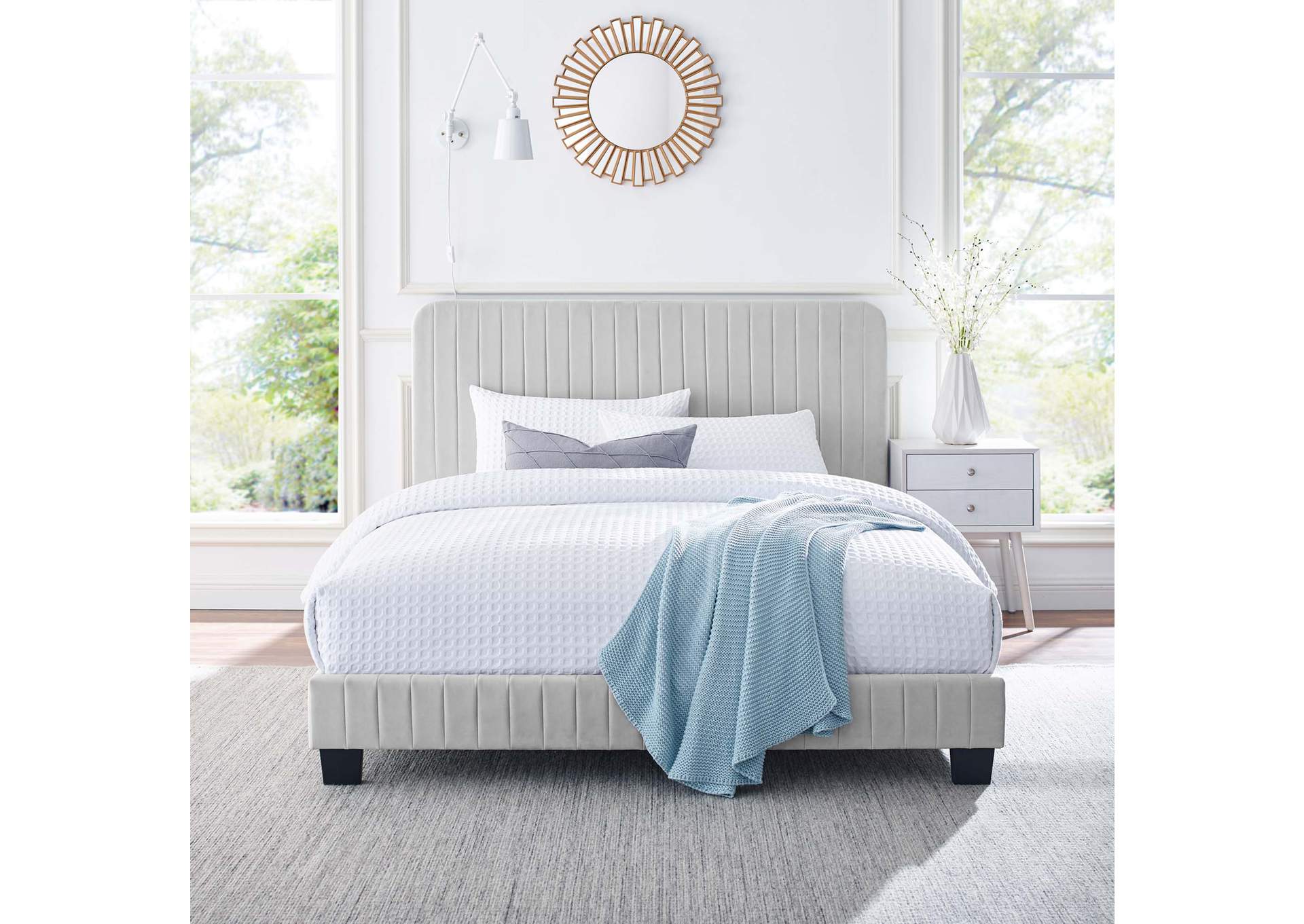 Celine Channel Tufted Performance Velvet King Platform Bed,Modway