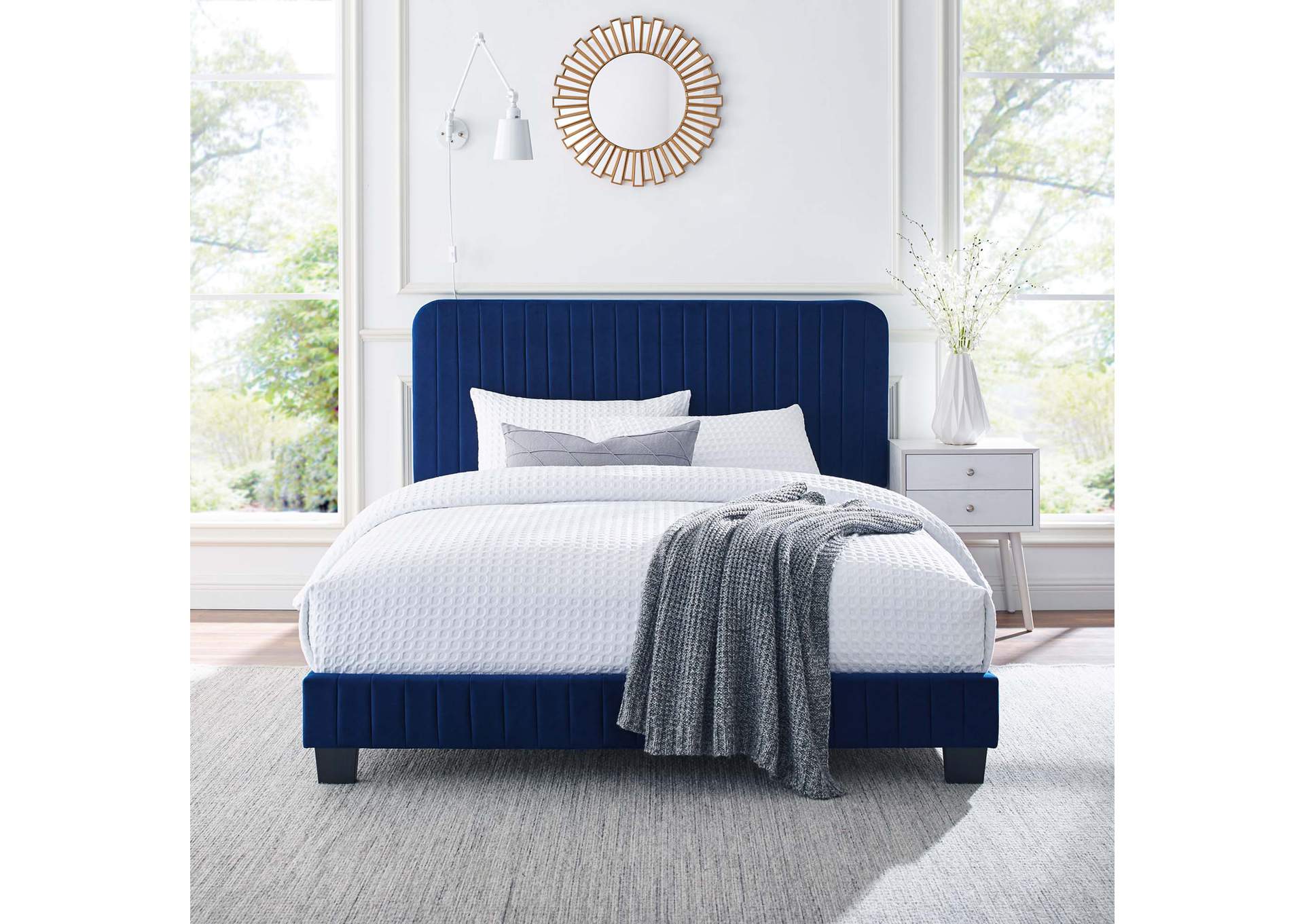 Celine Channel Tufted Performance Velvet King Platform Bed,Modway