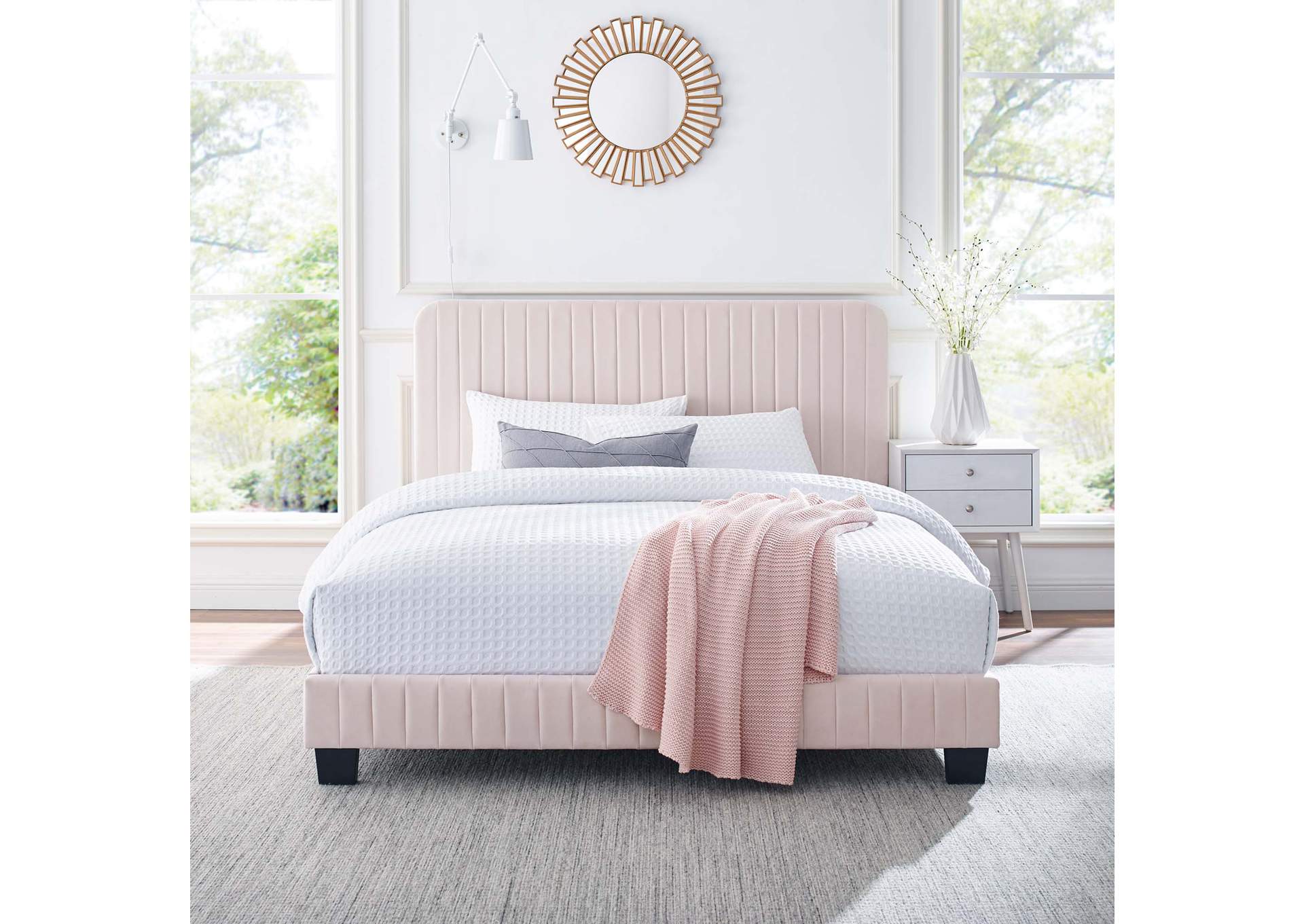 Celine Channel Tufted Performance Velvet King Platform Bed,Modway