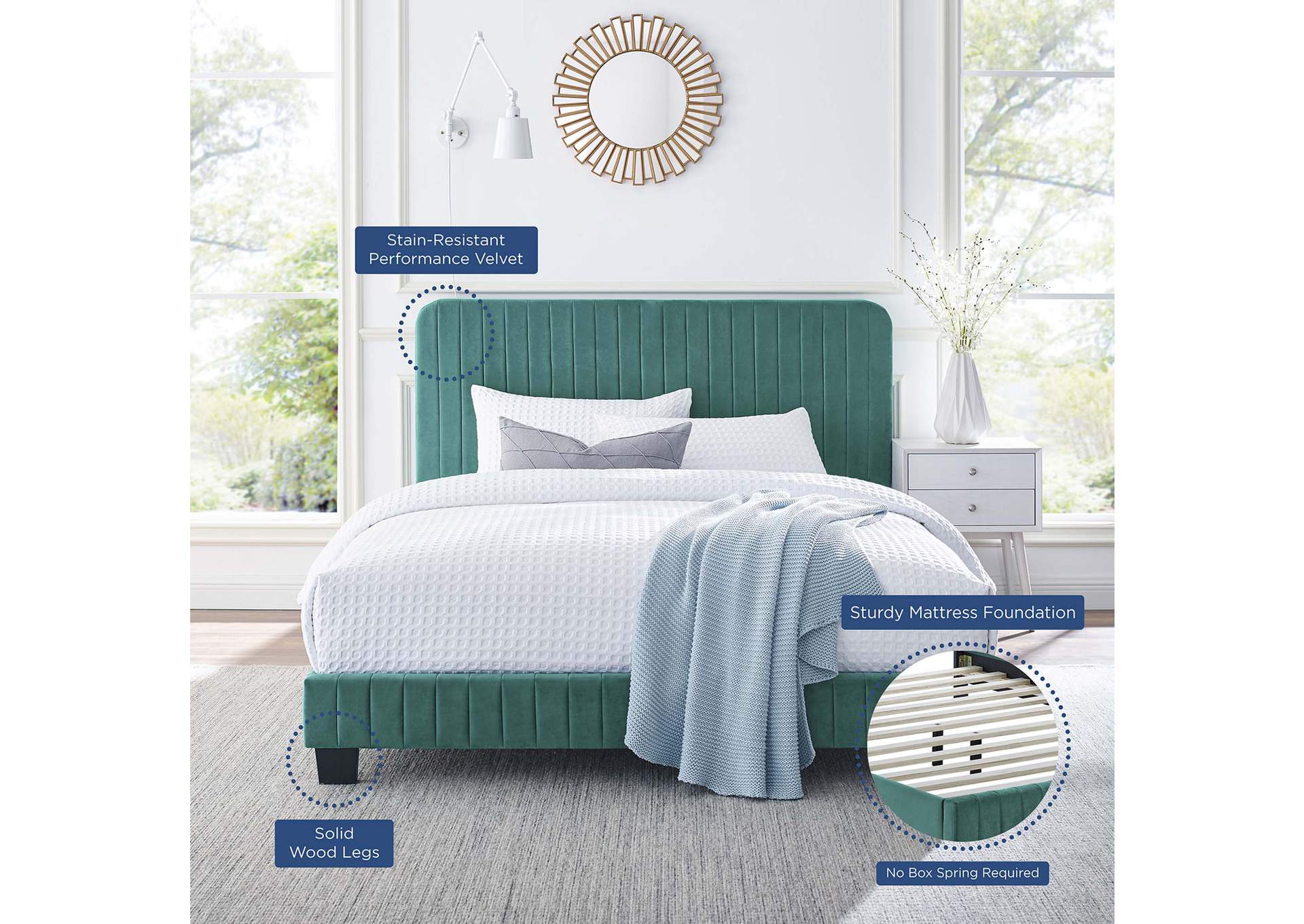 Celine Channel Tufted Performance Velvet King Platform Bed,Modway