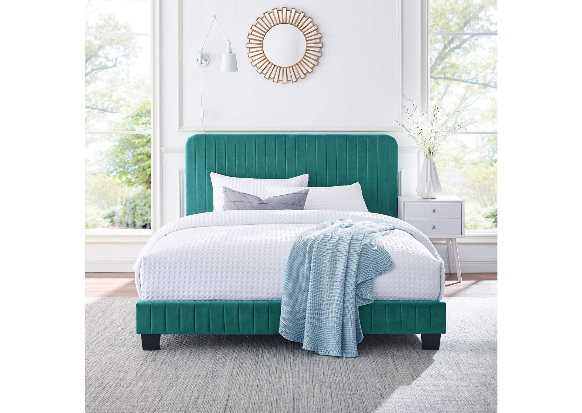 Celine Channel Tufted Performance Velvet King Platform Bed,Modway