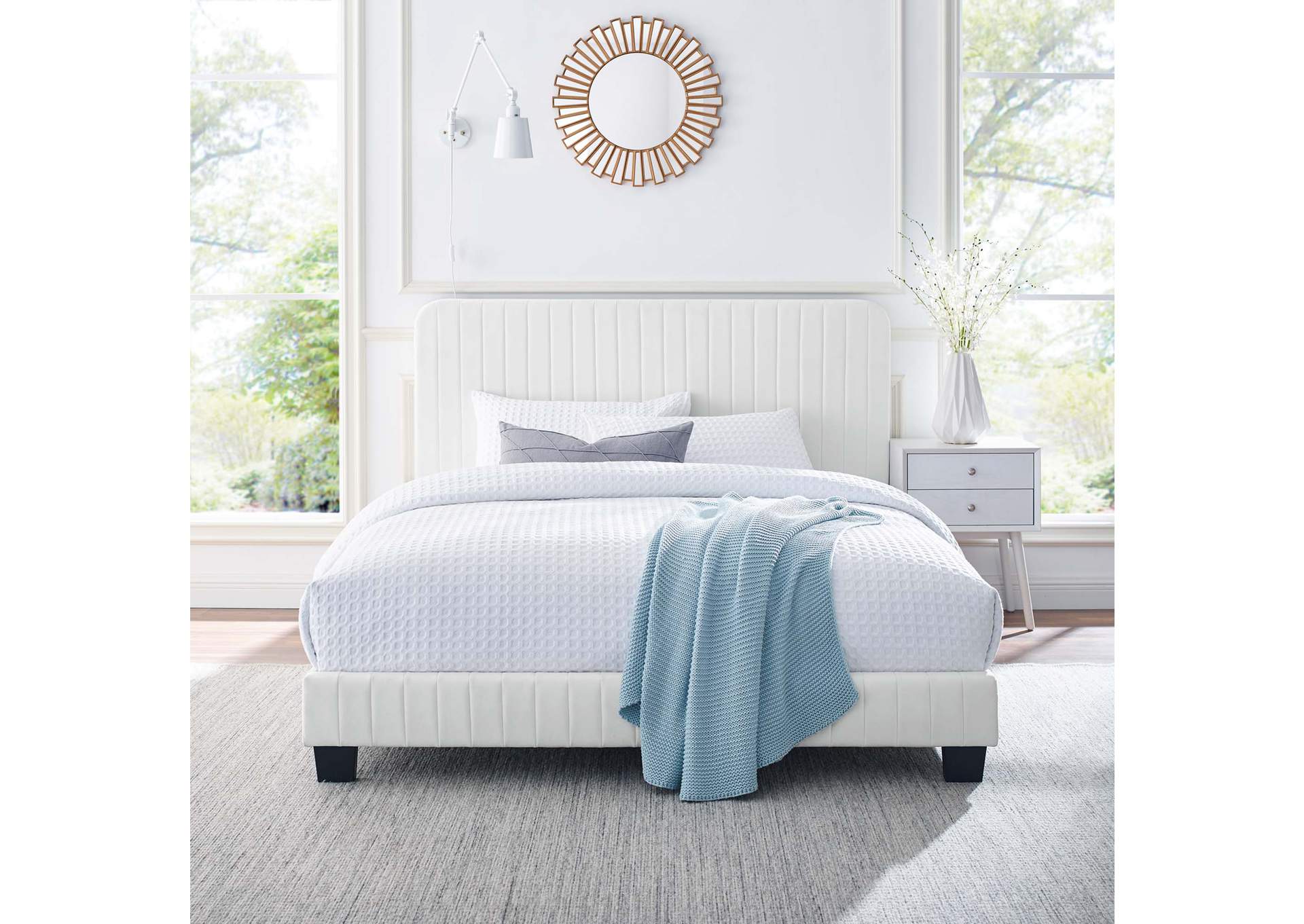 Celine Channel Tufted Performance Velvet King Platform Bed,Modway