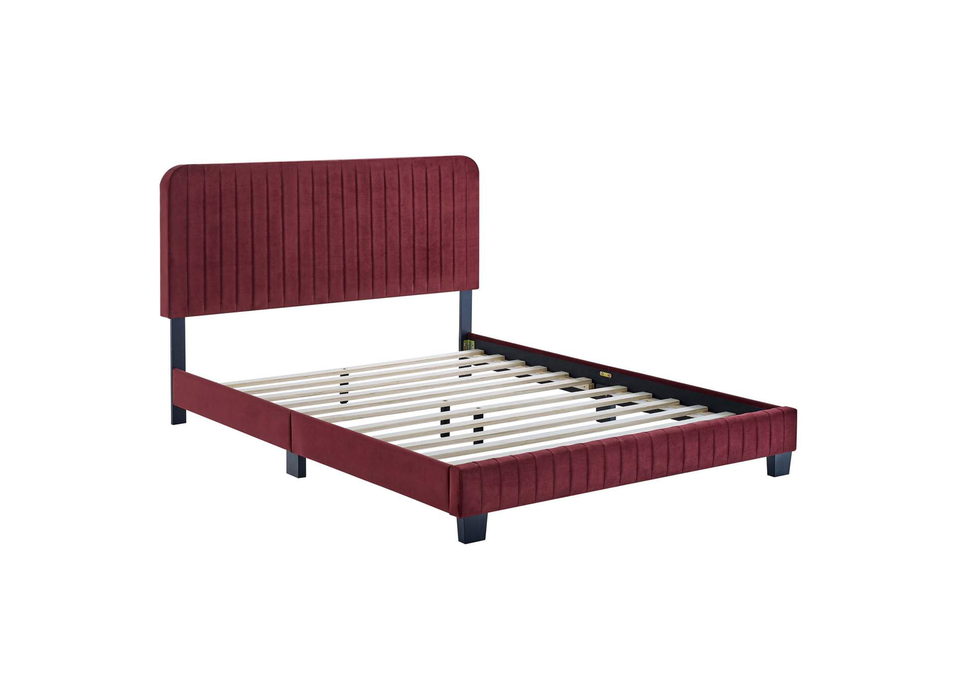 Celine Channel Tufted Performance Velvet Queen Platform Bed,Modway