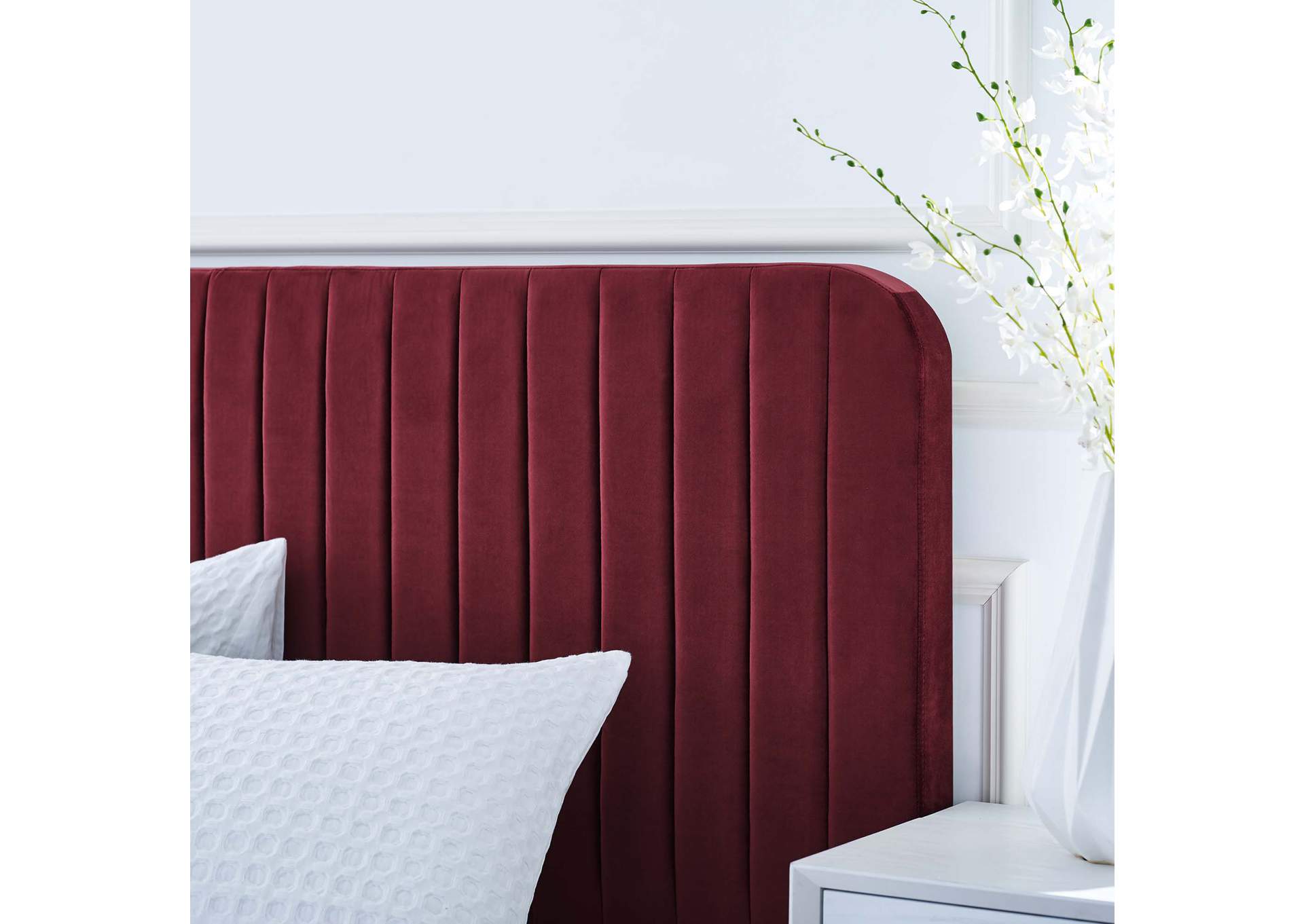 Celine Channel Tufted Performance Velvet Queen Platform Bed,Modway