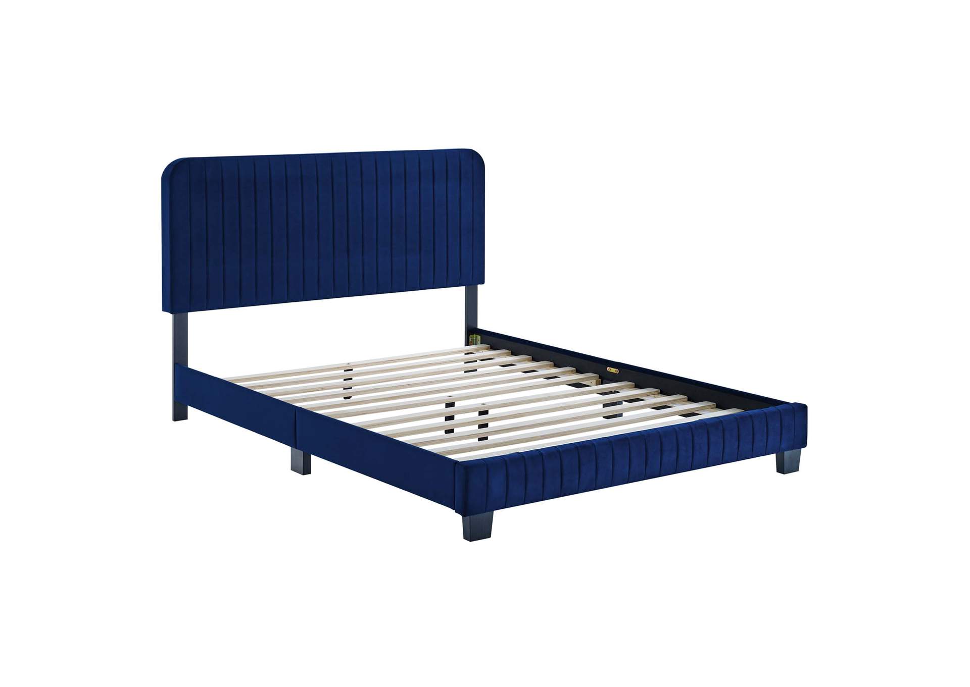 Celine Channel Tufted Performance Velvet Queen Platform Bed,Modway