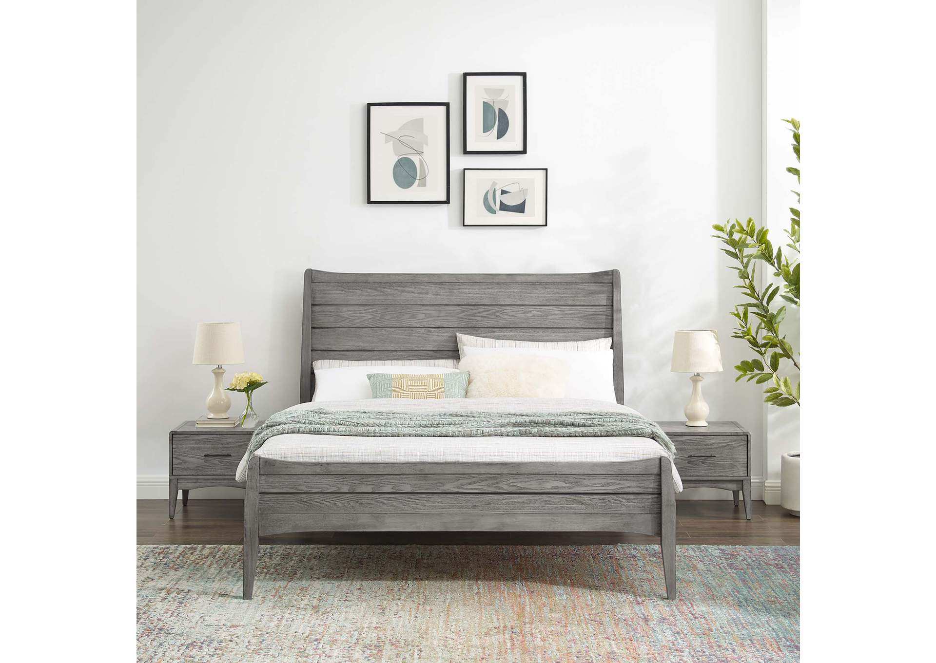 Gray Georgia 3 Piece Queen Bedroom Set,Modway
