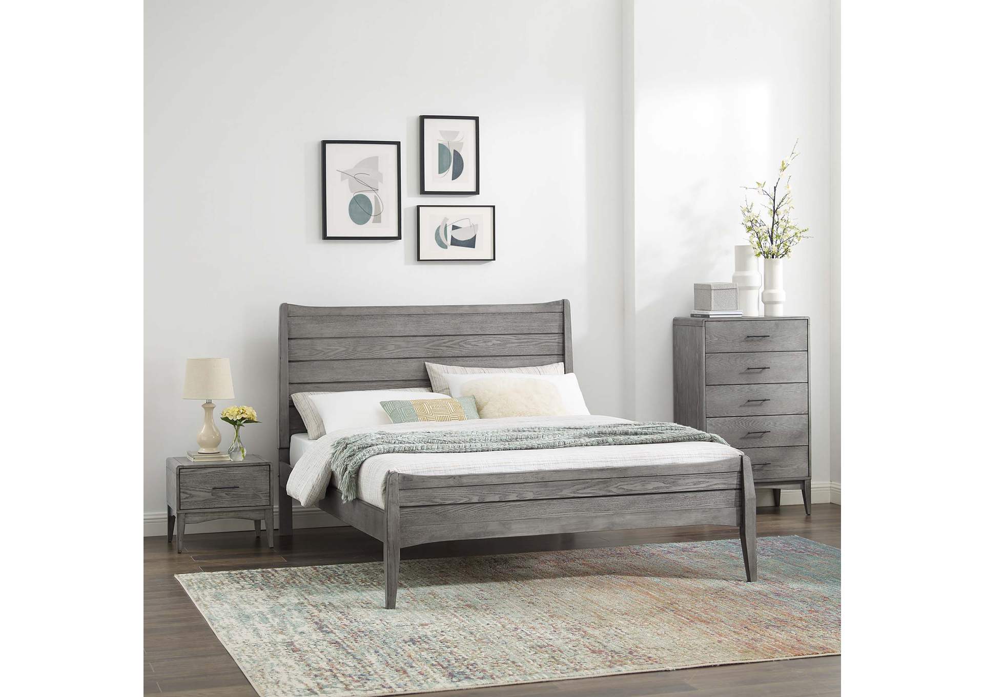 Gray Georgia 3 Piece Queen Bedroom Set,Modway