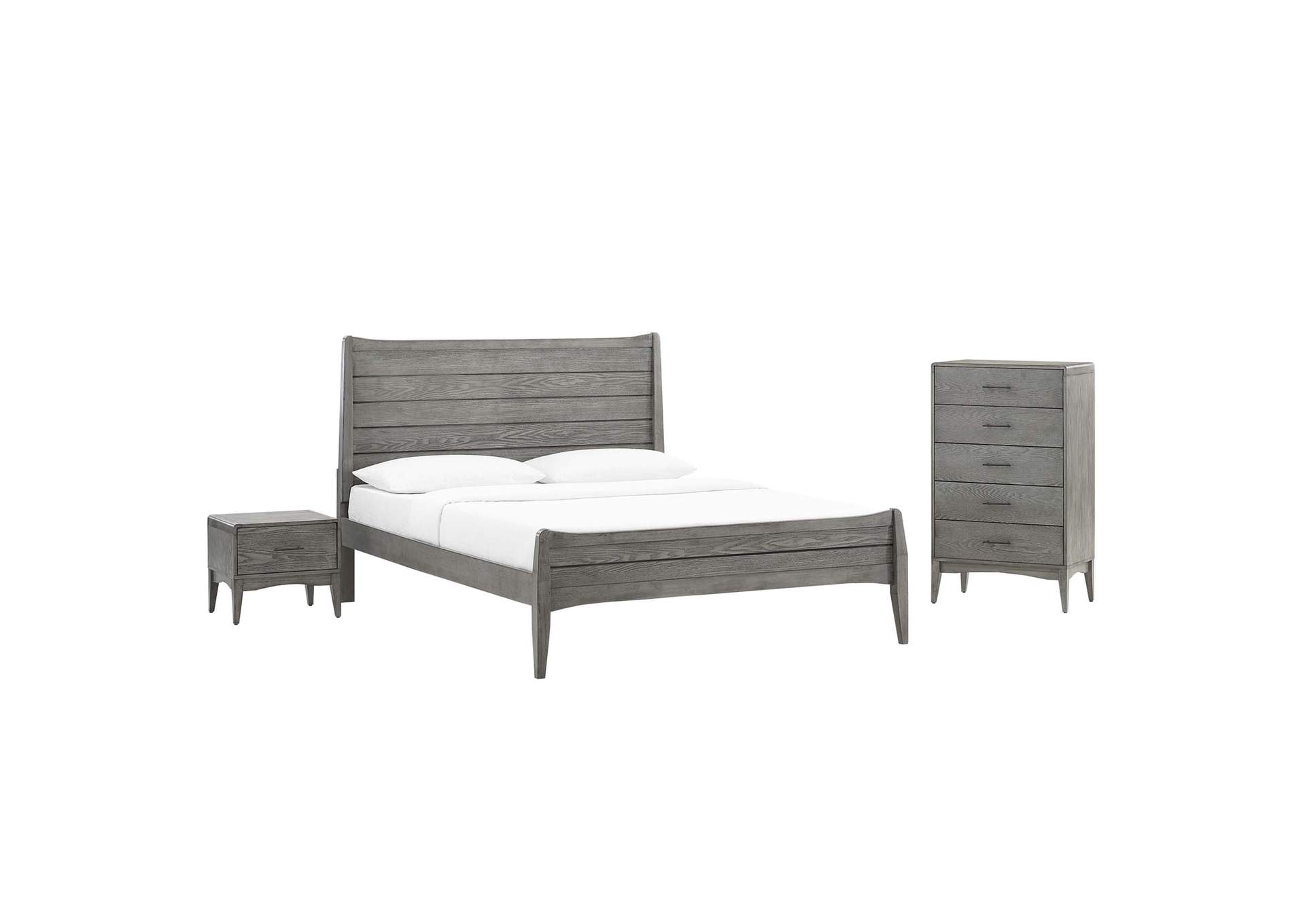 Gray Georgia 3 Piece Queen Bedroom Set,Modway