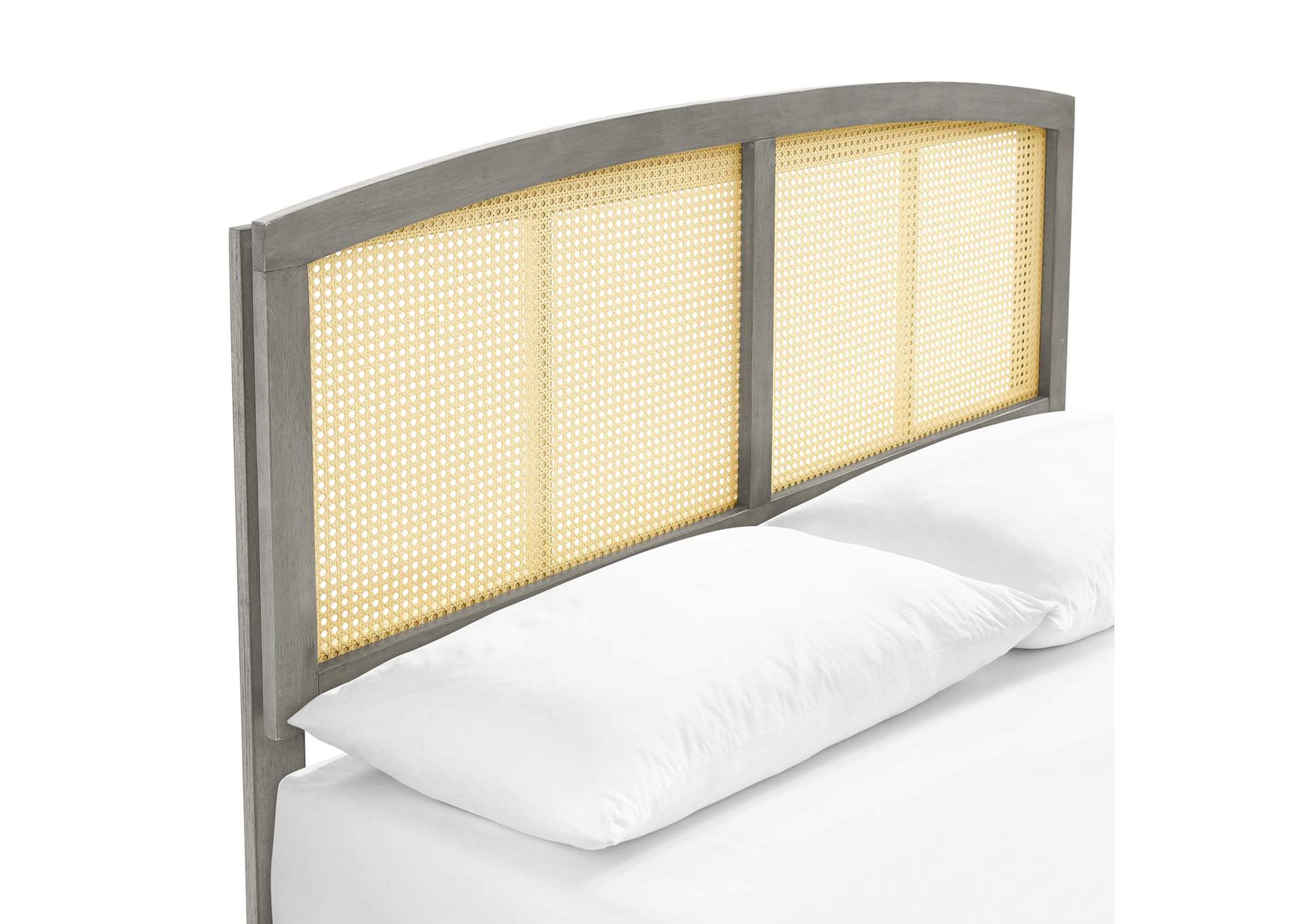Gray Sierra Cane and Wood Queen Platform Bed With Angular Legs,Modway
