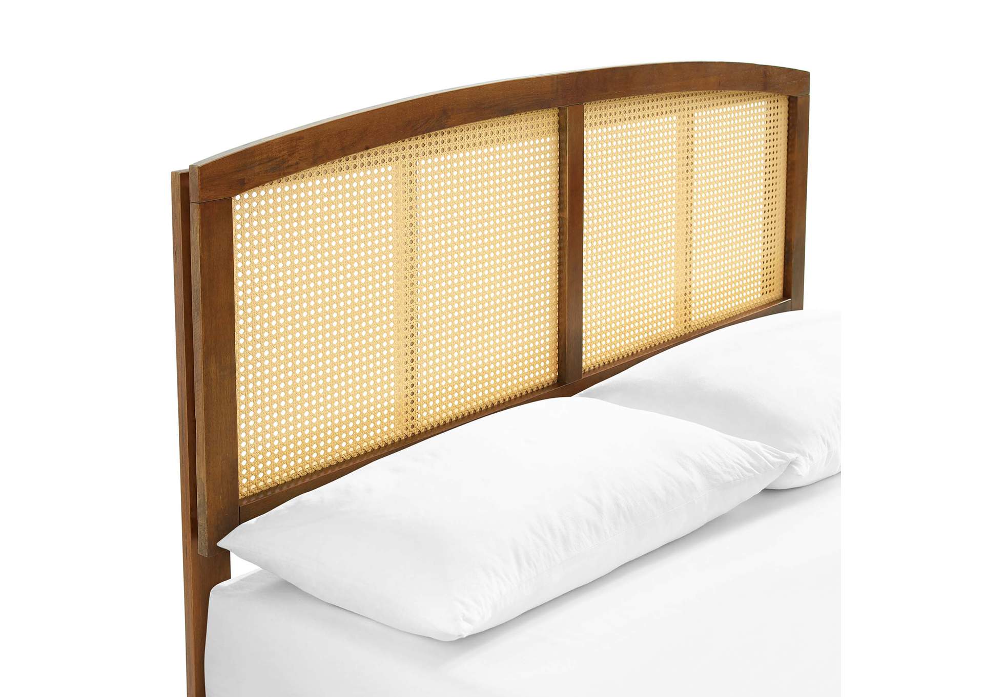 Walnut Sierra Cane and Wood Queen Platform Bed With Angular Legs,Modway