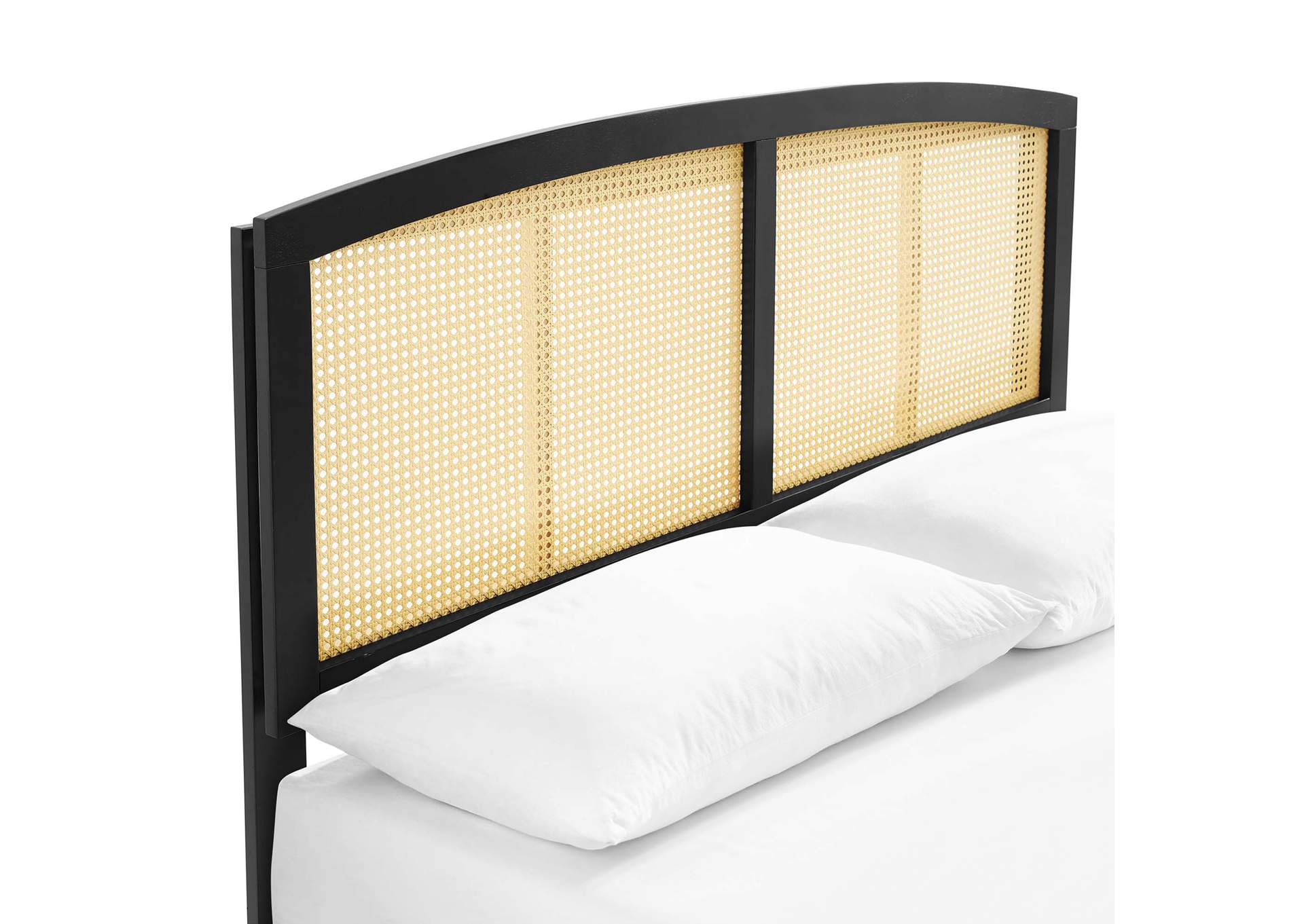 Black Sierra Cane and Wood Queen Platform Bed With Splayed Legs,Modway