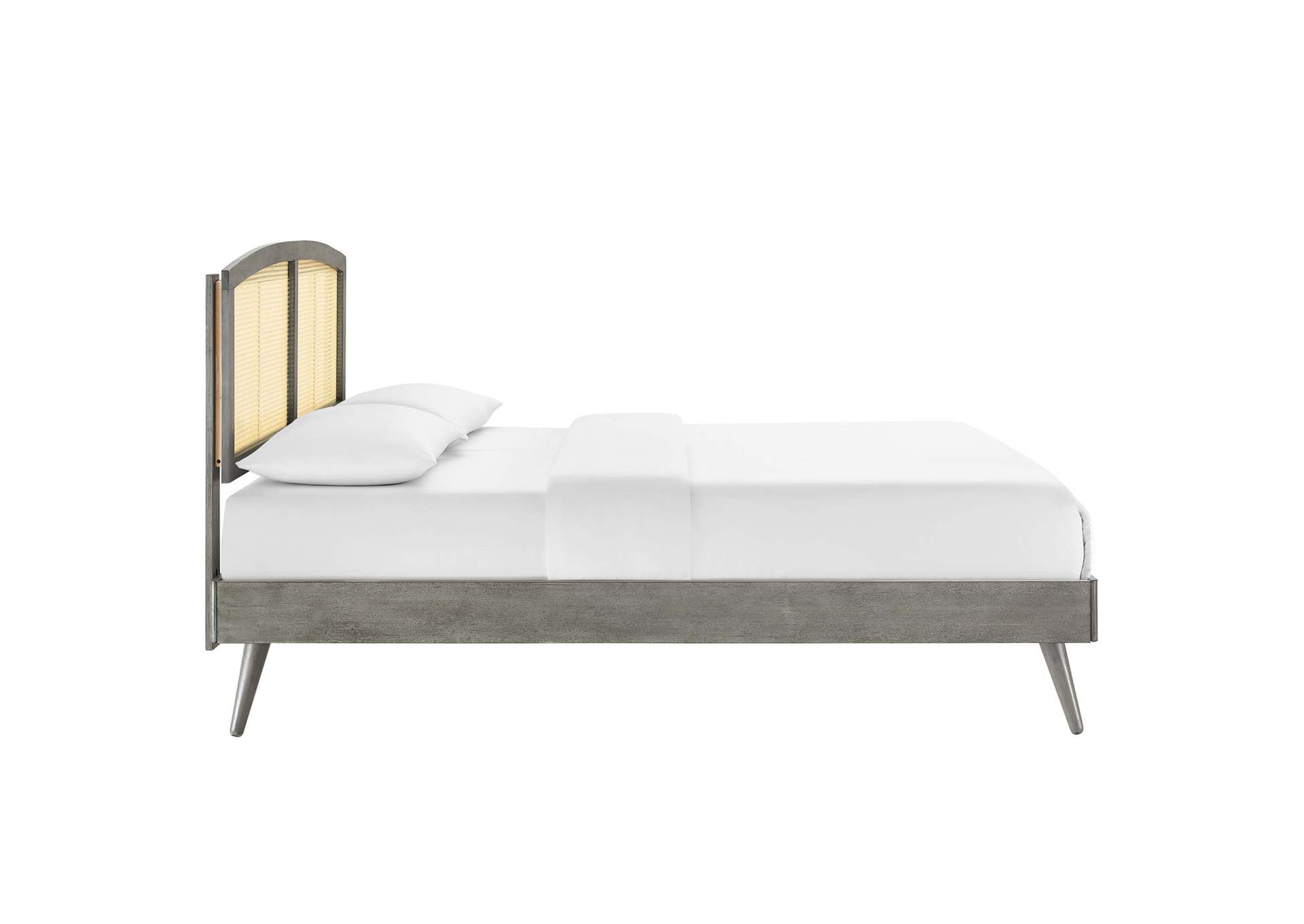 Gray Sierra Cane and Wood Queen Platform Bed With Splayed Legs,Modway