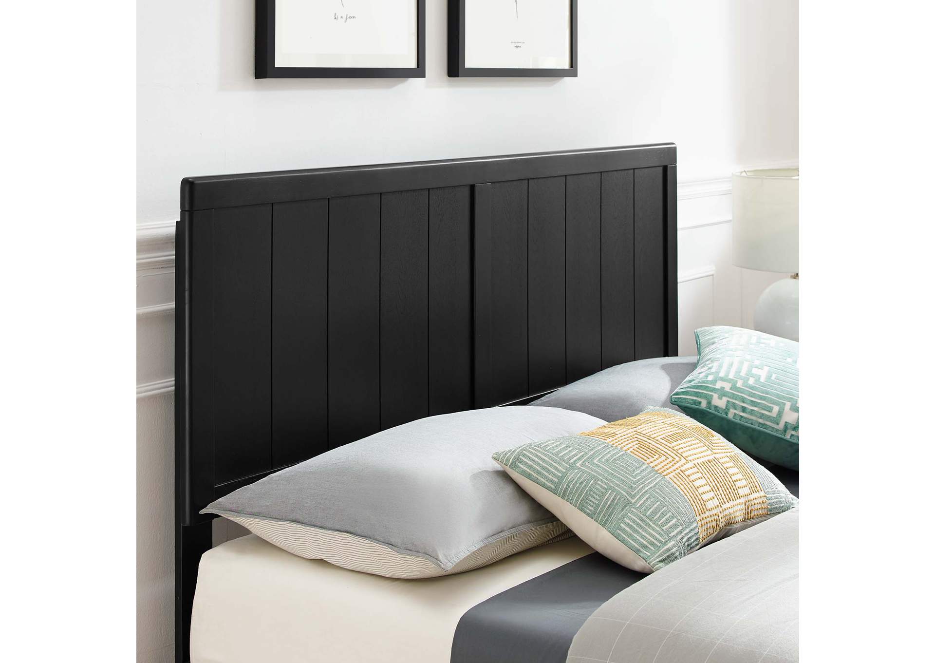 Black Alana Queen Wood Platform Bed With Angular Frame,Modway