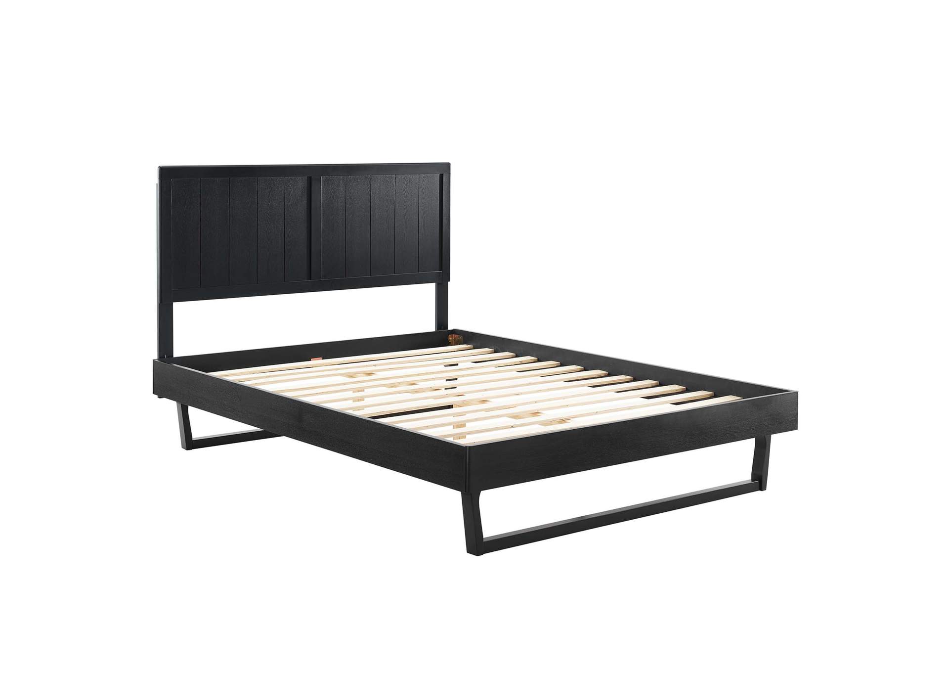 Black Alana Queen Wood Platform Bed With Angular Frame,Modway