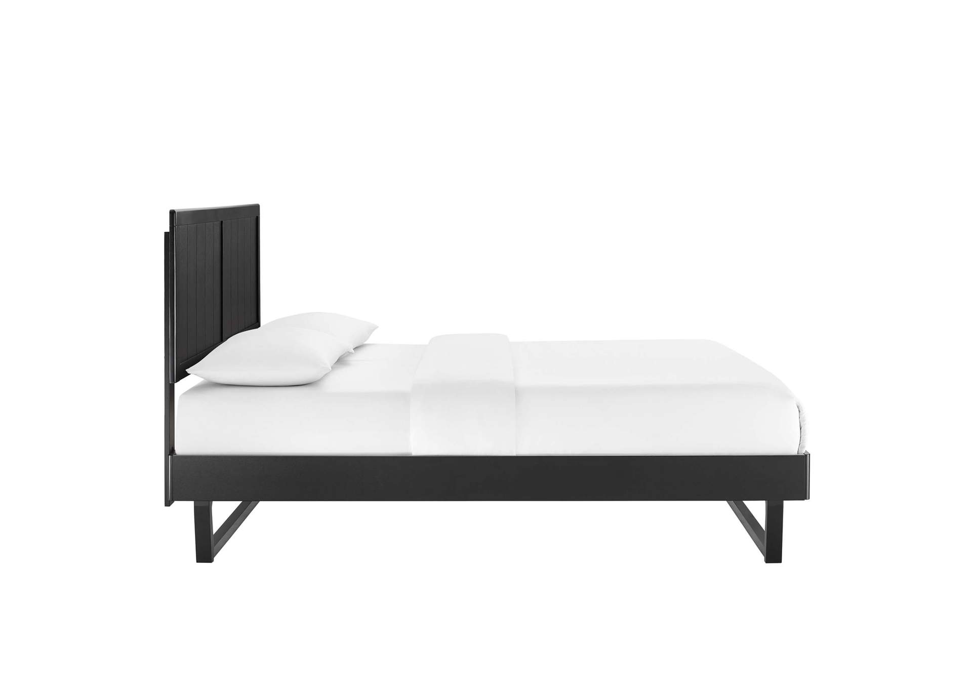 Black Alana Queen Wood Platform Bed With Angular Frame,Modway