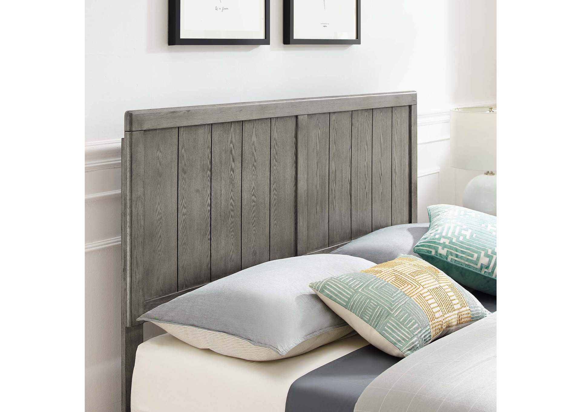 Gray Alana Queen Wood Platform Bed With Angular Frame,Modway
