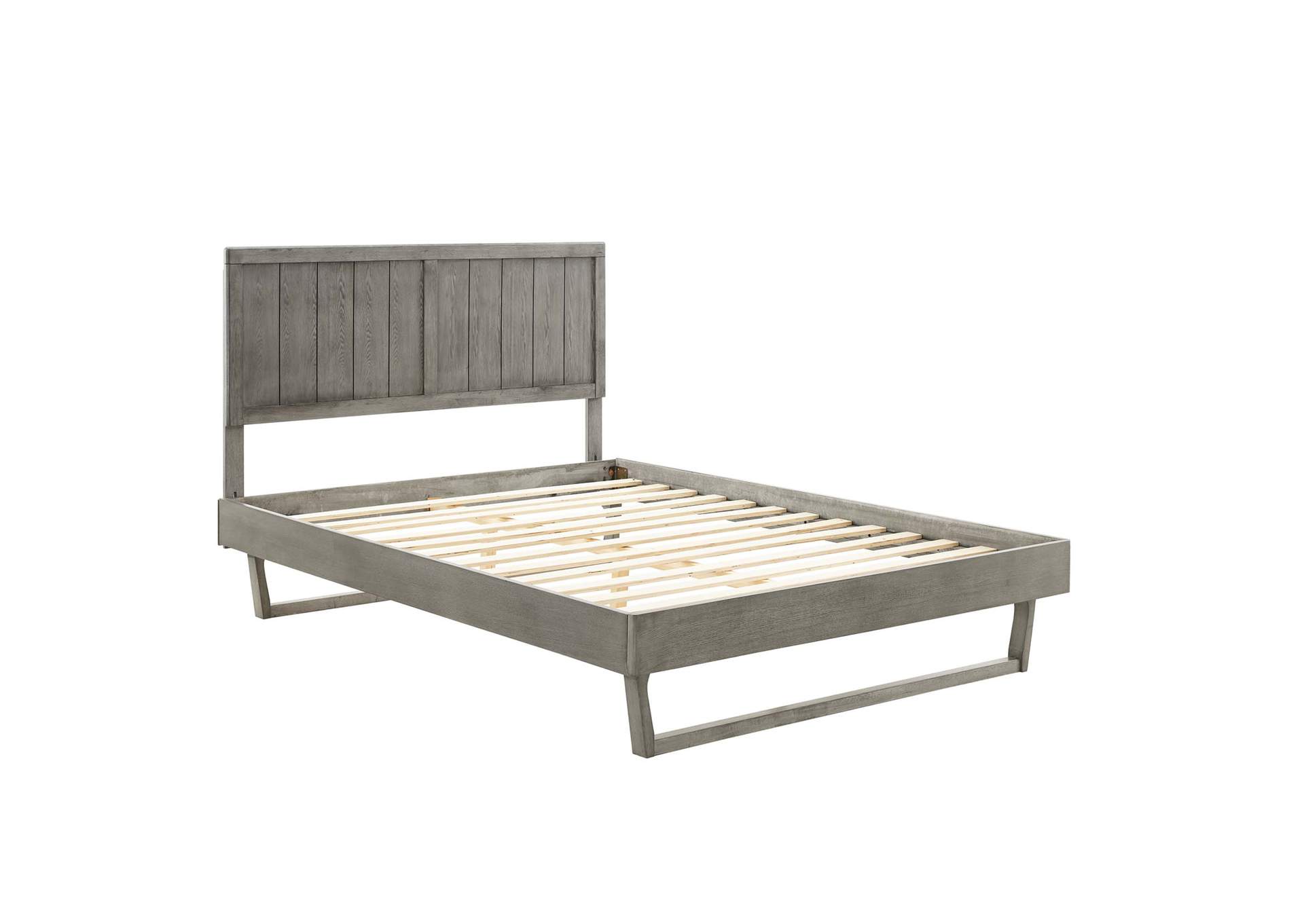 Gray Alana Queen Wood Platform Bed With Angular Frame,Modway
