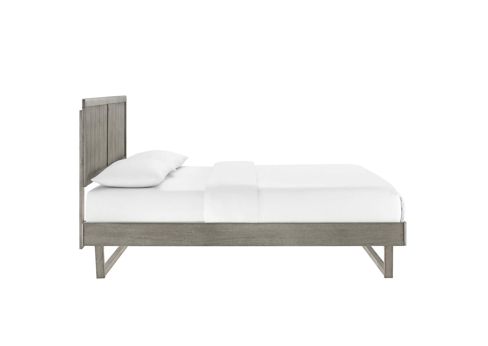 Gray Alana Queen Wood Platform Bed With Angular Frame,Modway