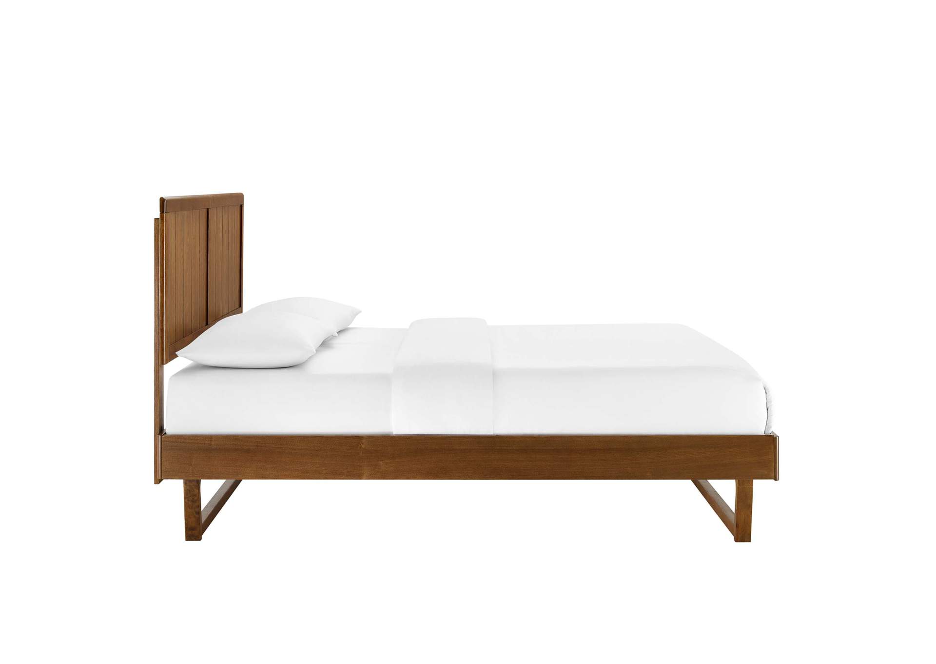 Walnut Alana Queen Wood Platform Bed With Angular Frame,Modway
