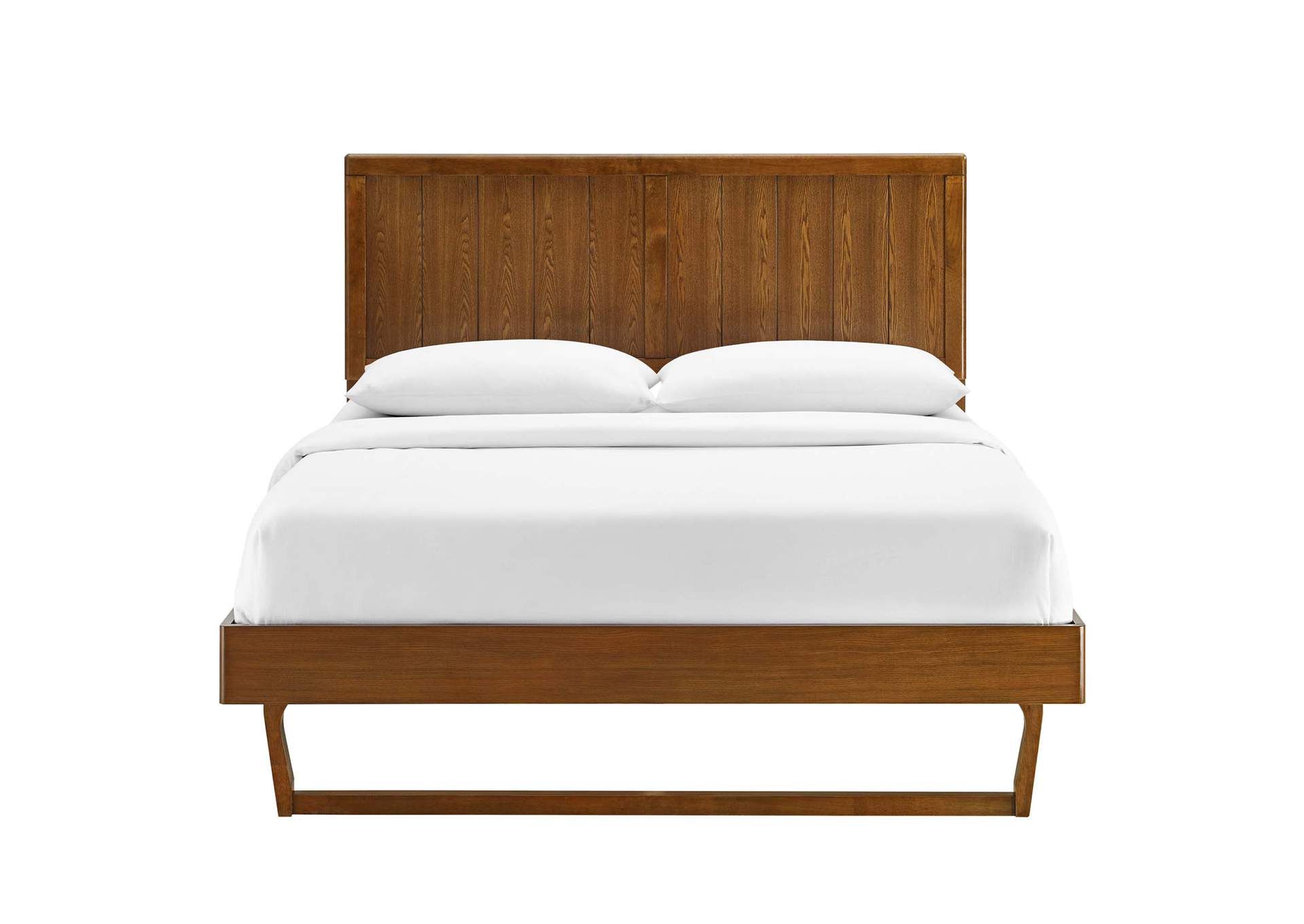 Walnut Alana Queen Wood Platform Bed With Angular Frame,Modway