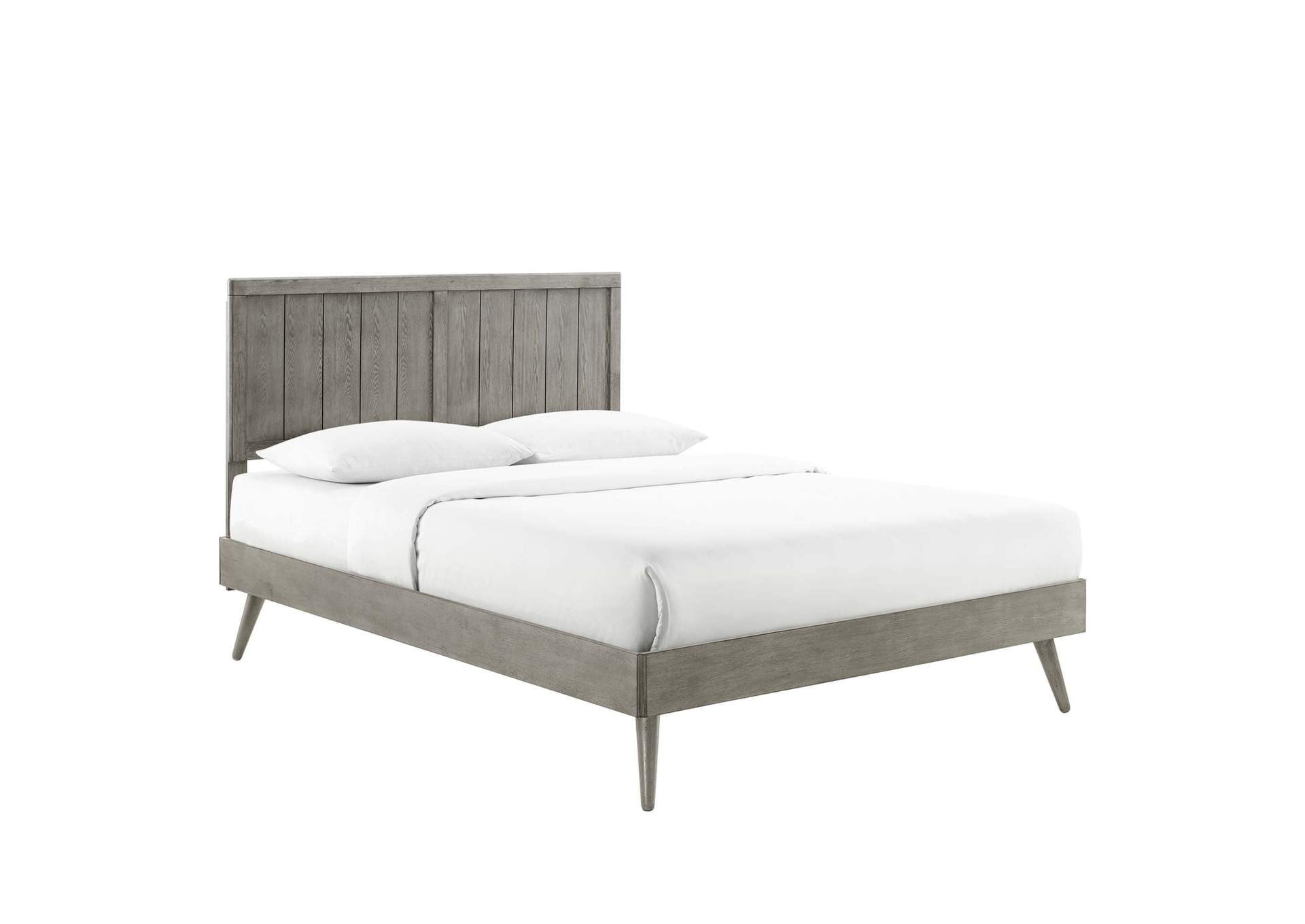 Gray Alana Queen Wood Platform Bed With Splayed Legs,Modway