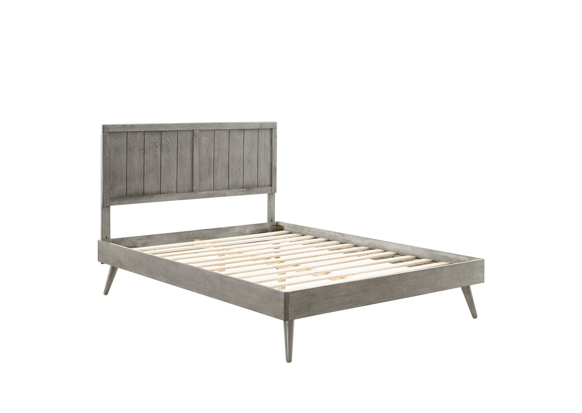 Gray Alana Queen Wood Platform Bed With Splayed Legs,Modway