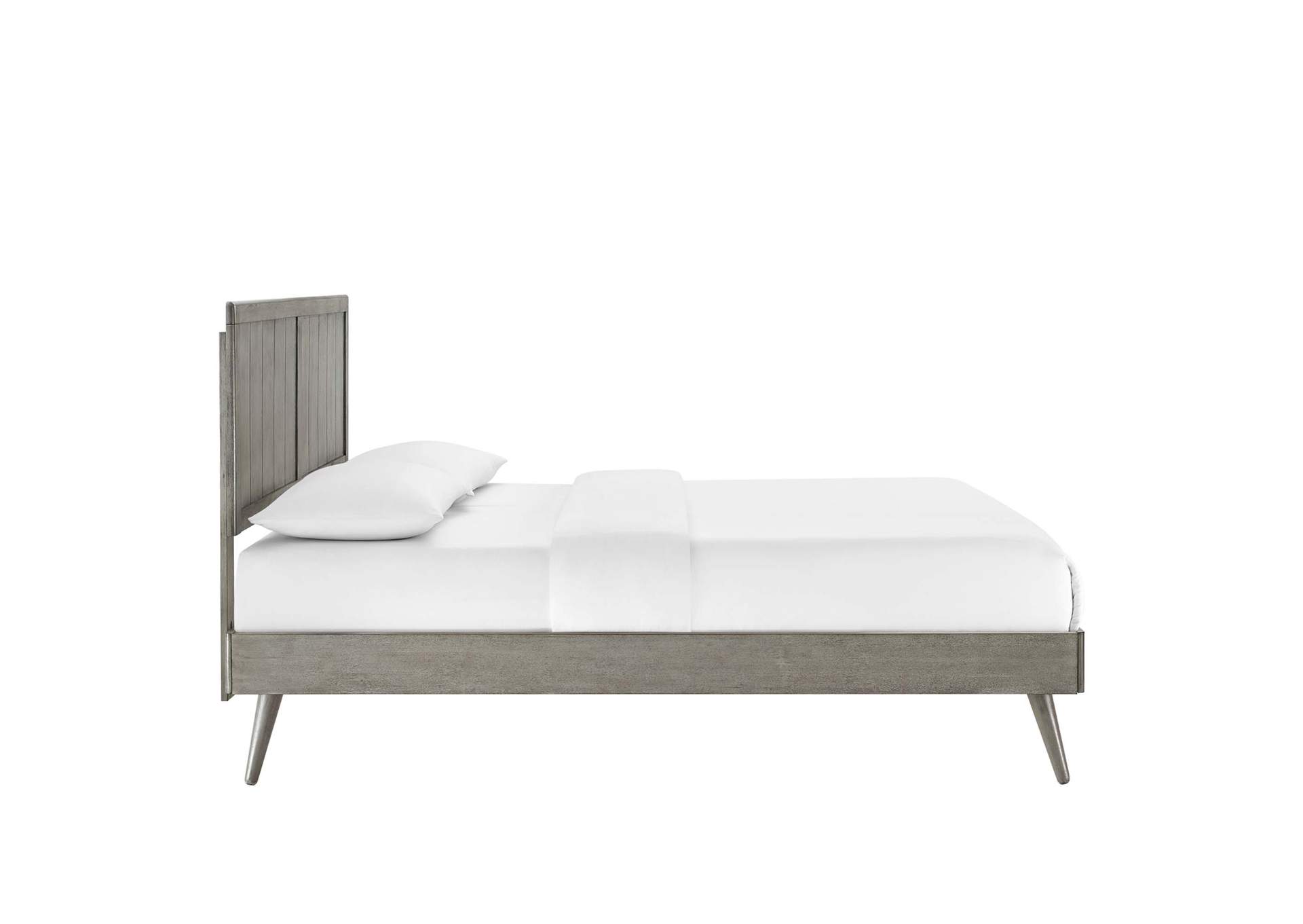 Gray Alana Queen Wood Platform Bed With Splayed Legs,Modway