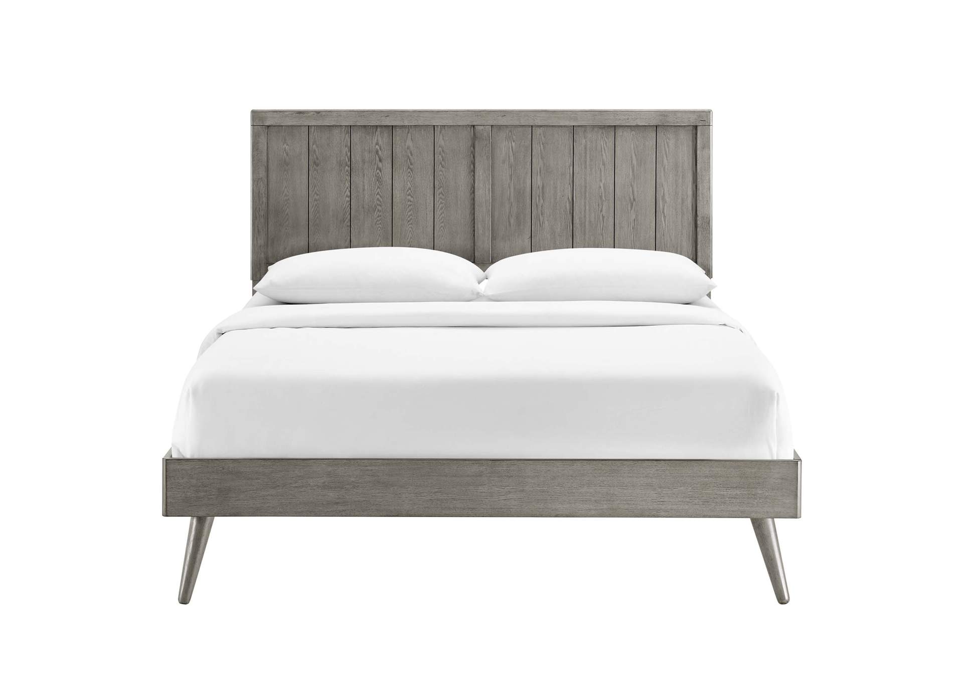 Gray Alana Queen Wood Platform Bed With Splayed Legs,Modway