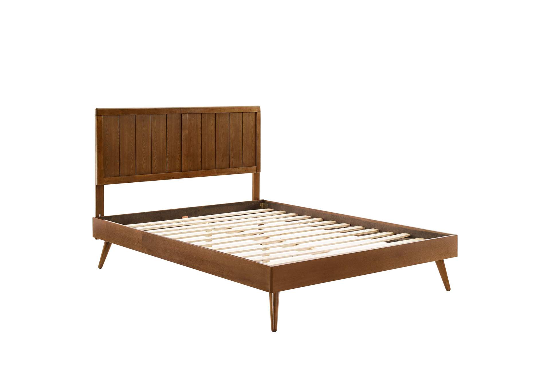 Walnut Alana Queen Wood Platform Bed With Splayed Legs,Modway