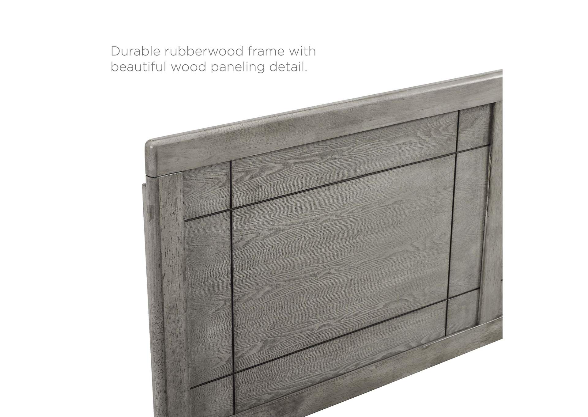 Gray Marlee Queen Wood Platform Bed With Angular Frame,Modway