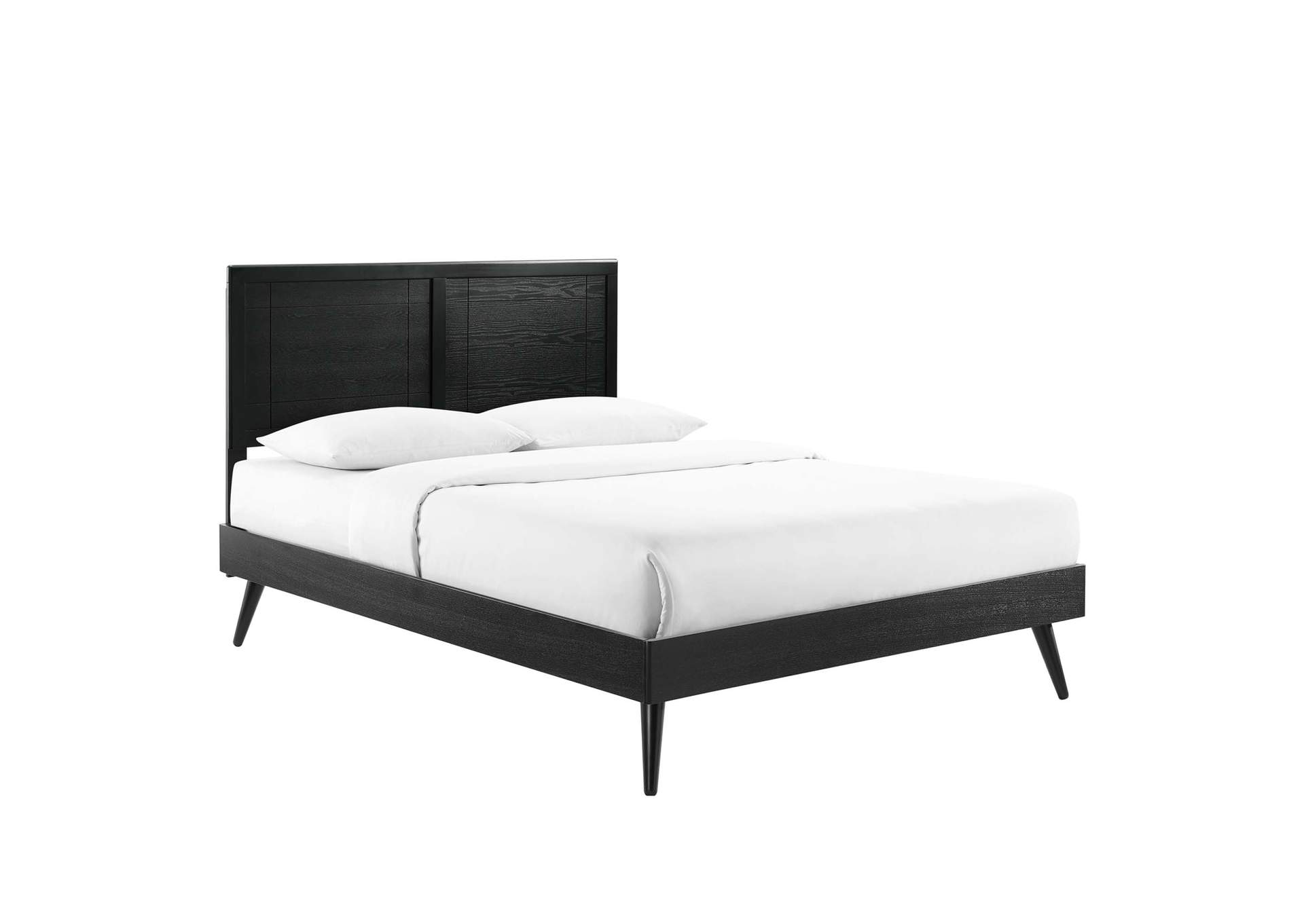 Black Marlee Queen Wood Platform Bed With Splayed Legs,Modway