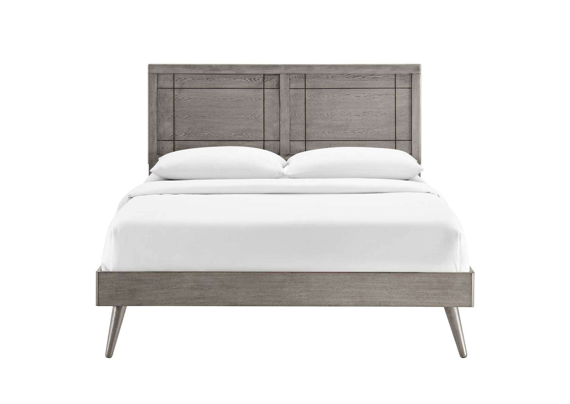 Gray Marlee Queen Wood Platform Bed With Splayed Legs,Modway