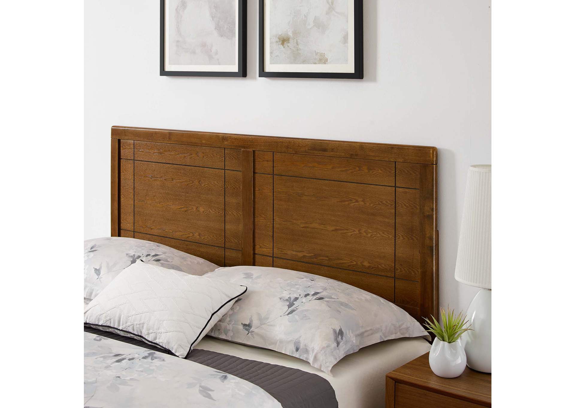 Walnut Marlee Queen Wood Platform Bed With Splayed Legs,Modway