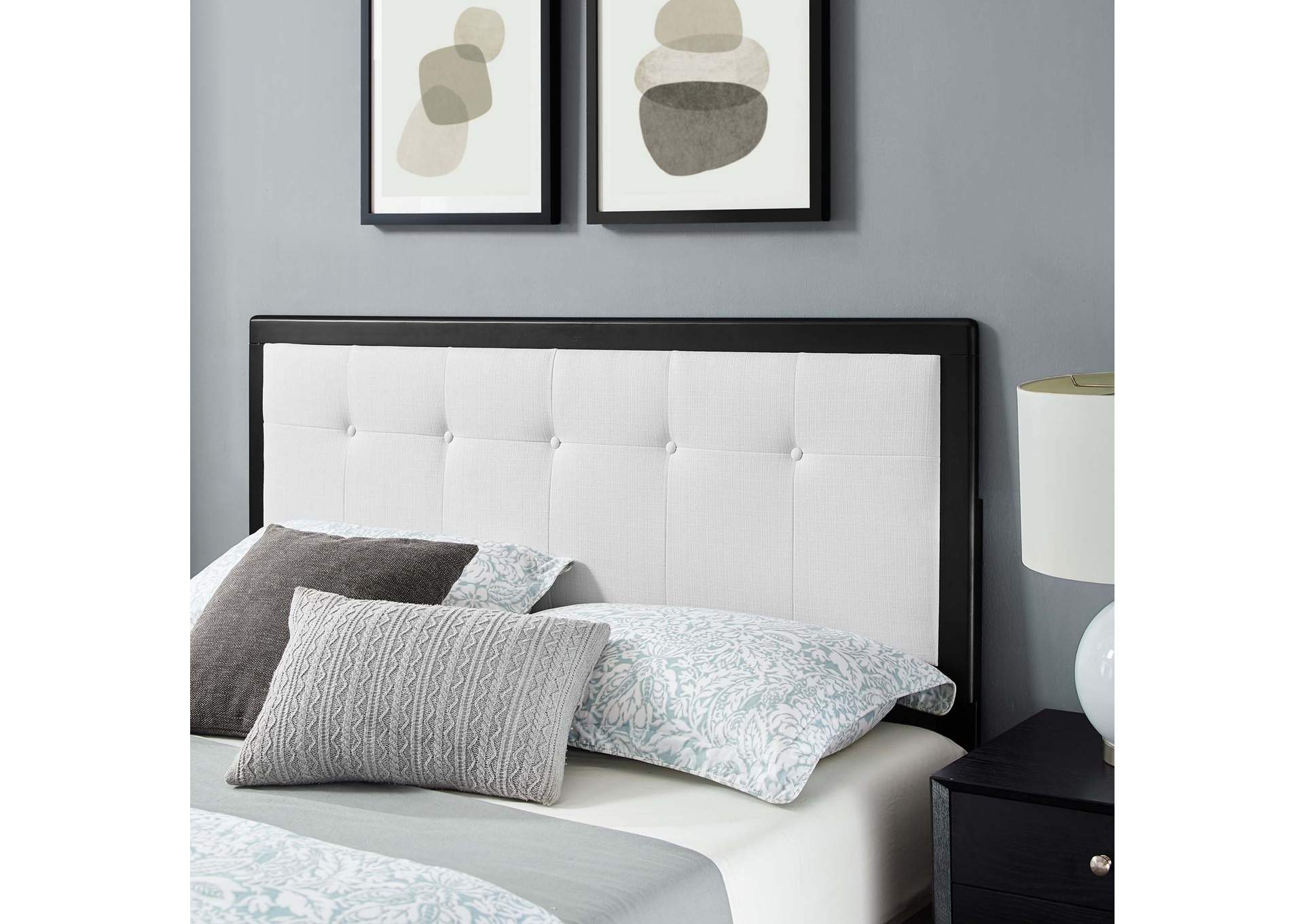 Black White Willow Queen Wood Platform Bed With Splayed Legs,Modway