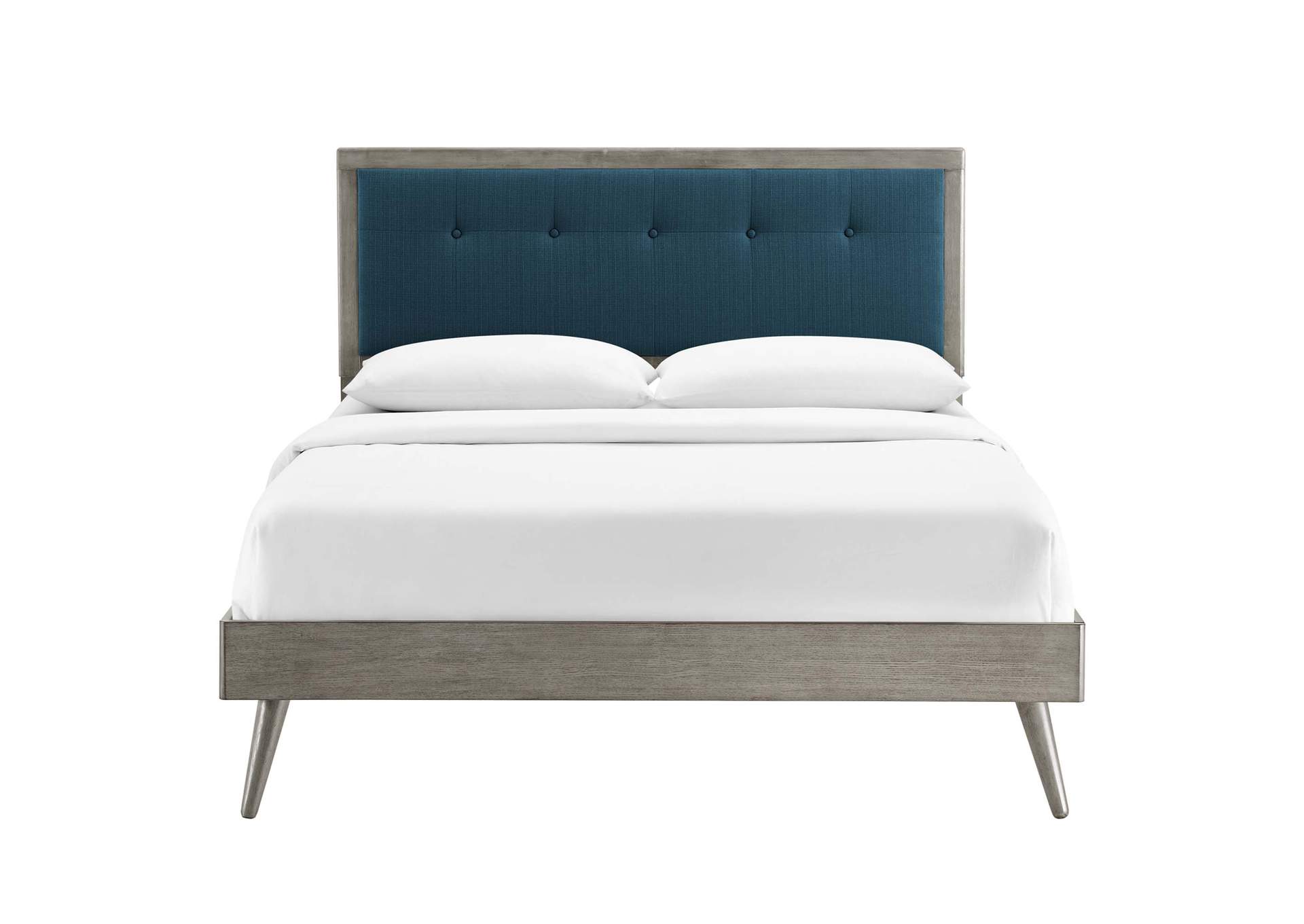 Gray Azure Willow Queen Wood Platform Bed With Splayed Legs,Modway