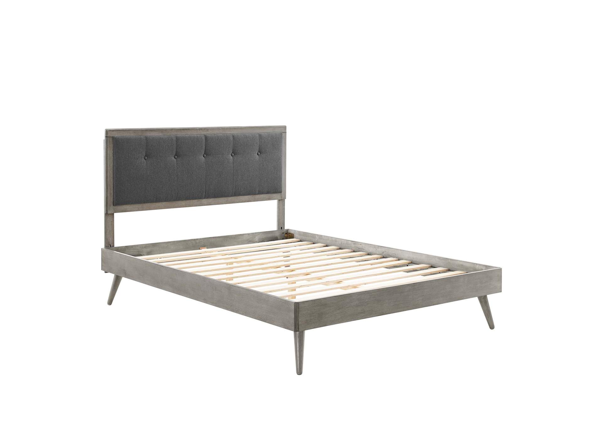 Gray Charcoal Willow Queen Wood Platform Bed With Splayed Legs,Modway