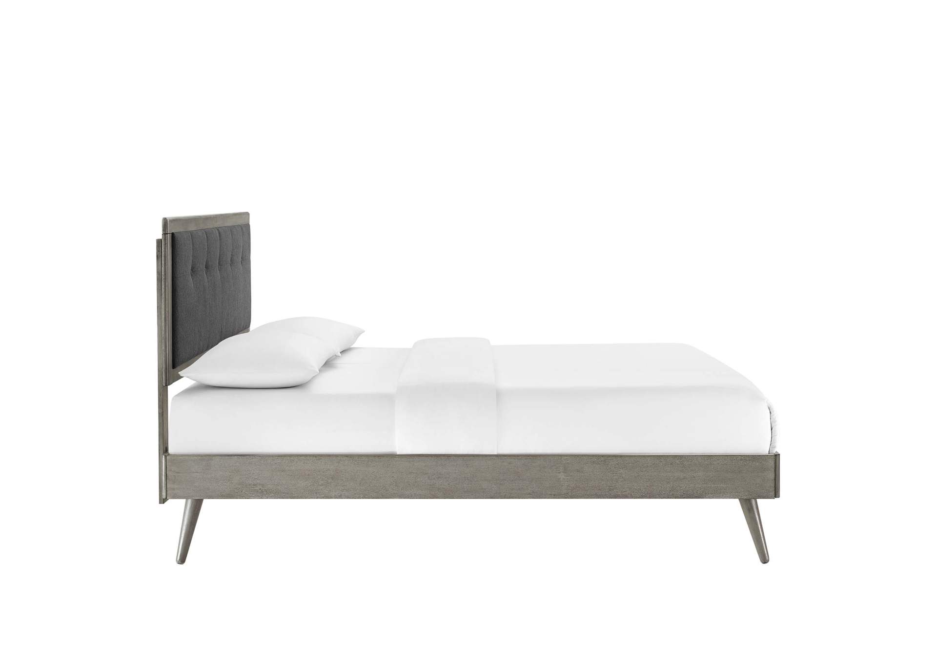 Gray Charcoal Willow Queen Wood Platform Bed With Splayed Legs,Modway